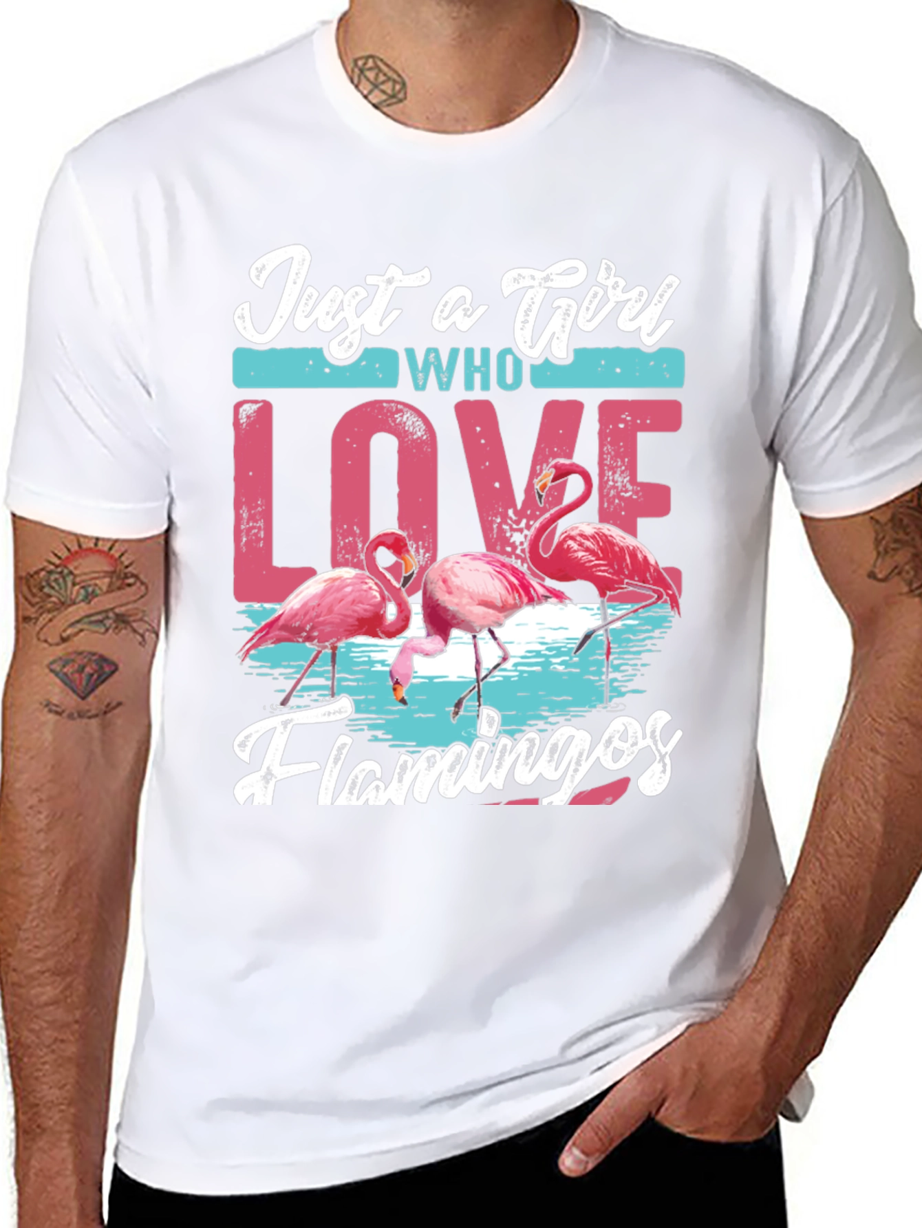 Just A Girl Who Loves Flamingos Black T-Shirt