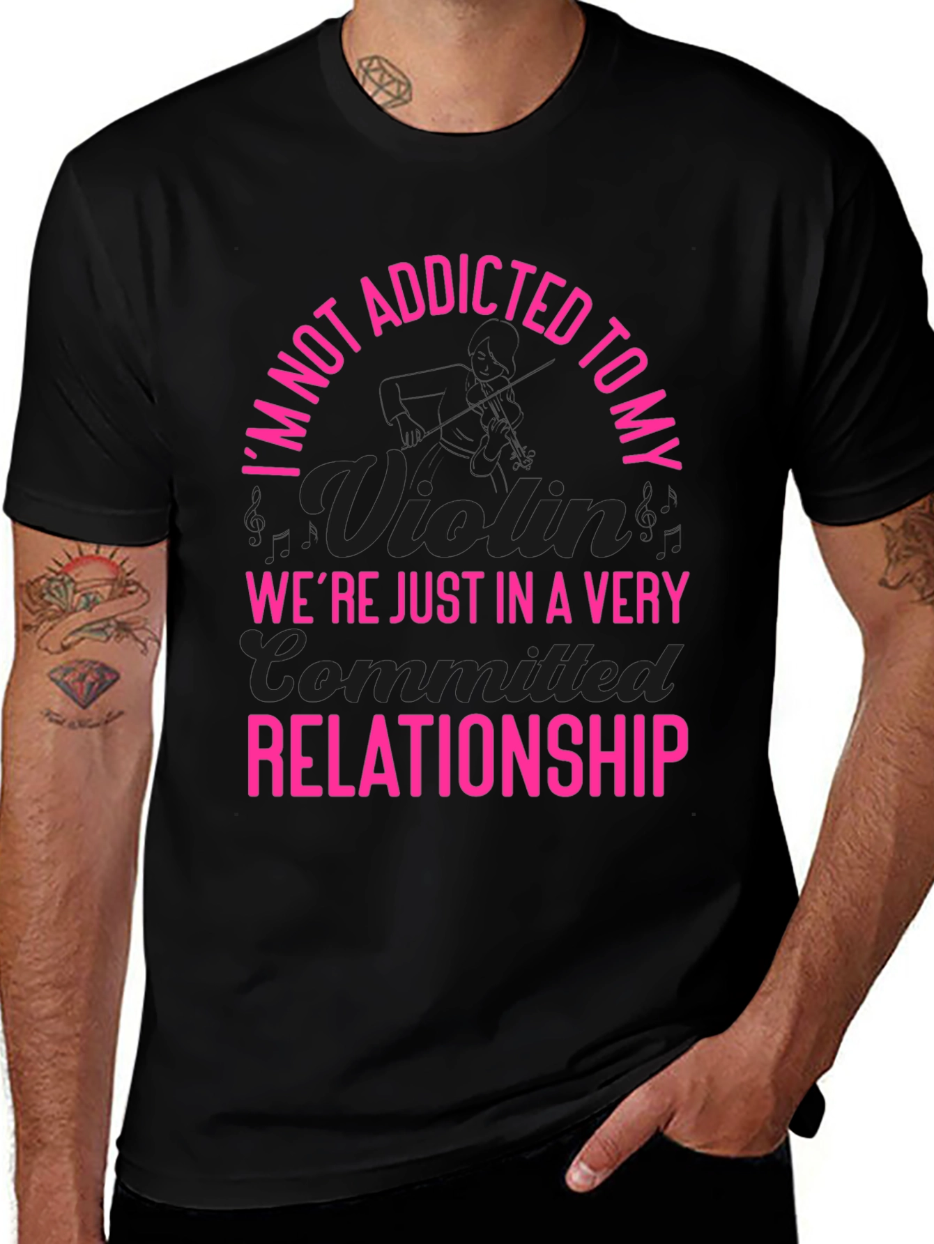 Addicted to My Violin T-Shirt - Pink Text