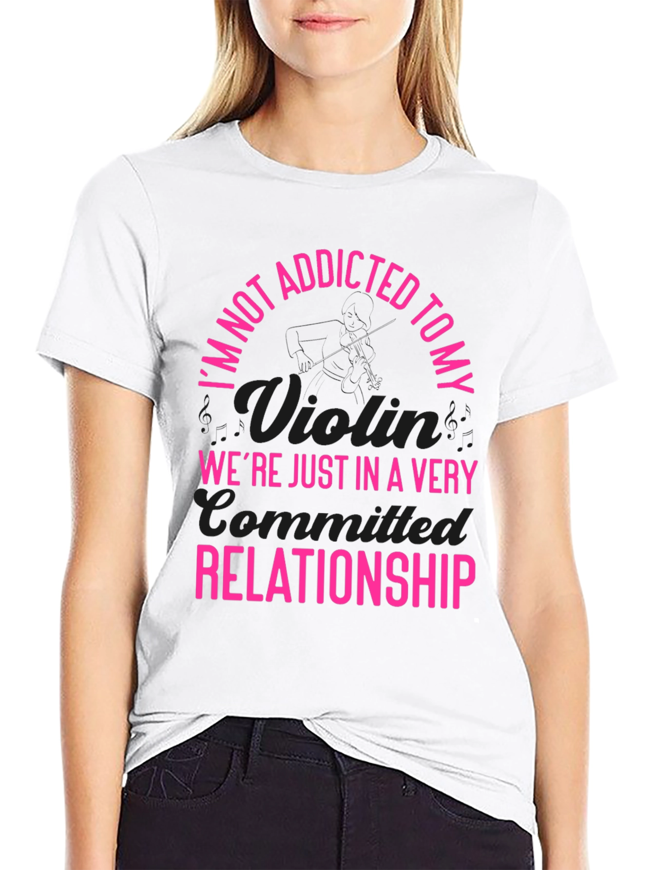 Addicted to My Violin T-Shirt - Pink Text