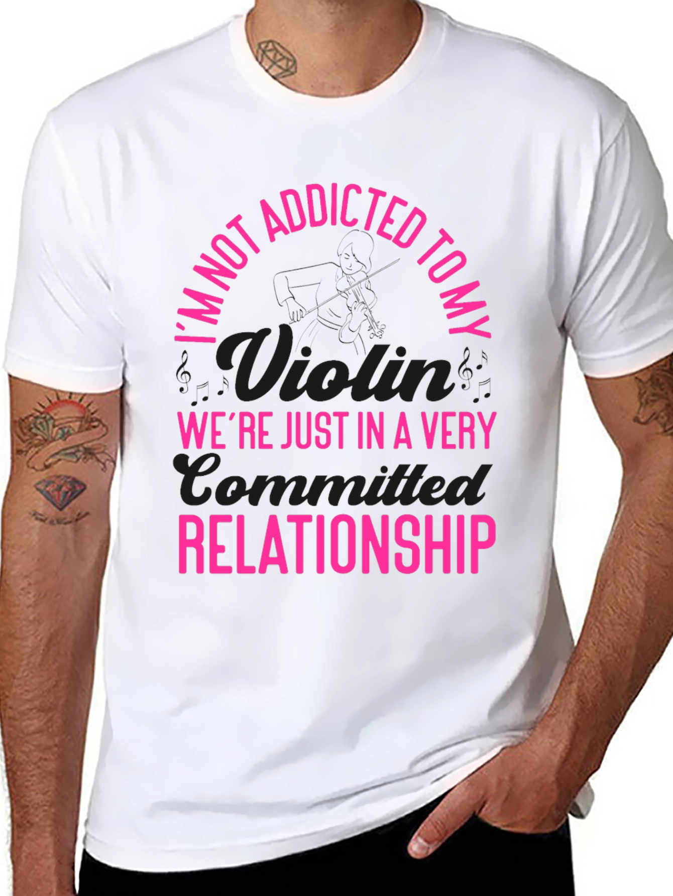 Addicted to My Violin T-Shirt - Pink Text