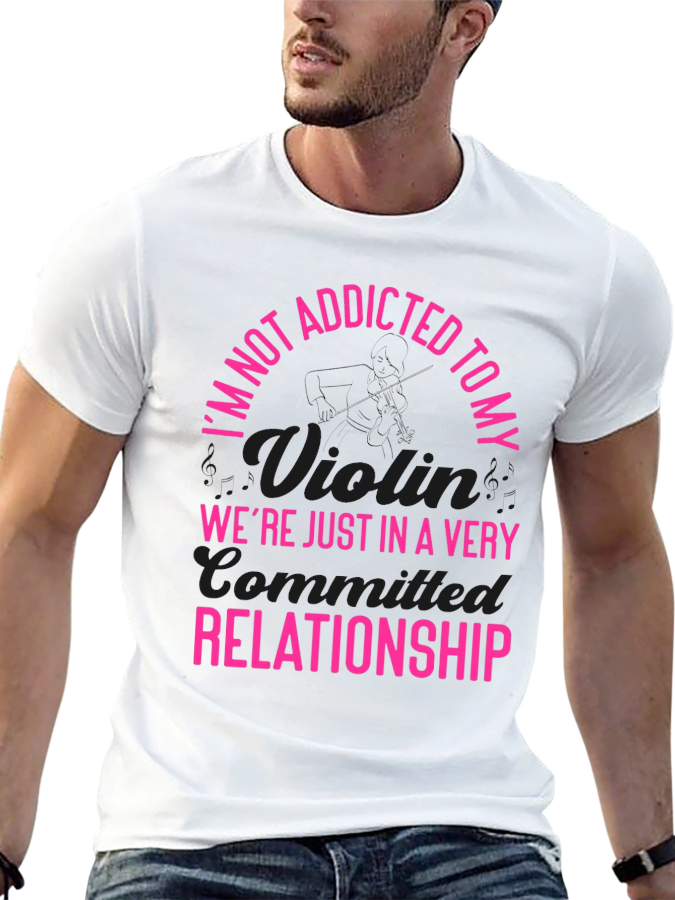 Addicted to My Violin T-Shirt - Pink Text