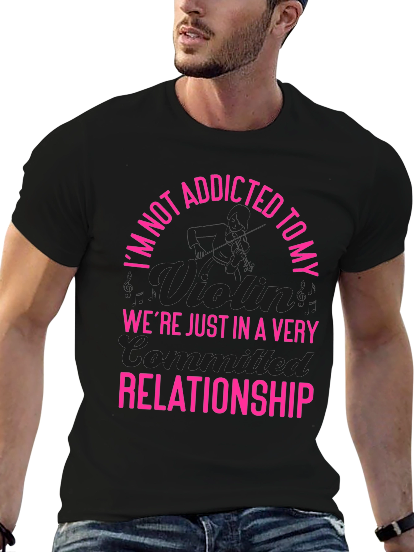 Addicted to My Violin T-Shirt - Pink Text