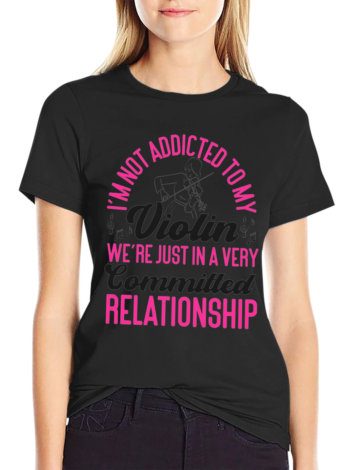 Addicted to My Violin T-Shirt - Pink Text