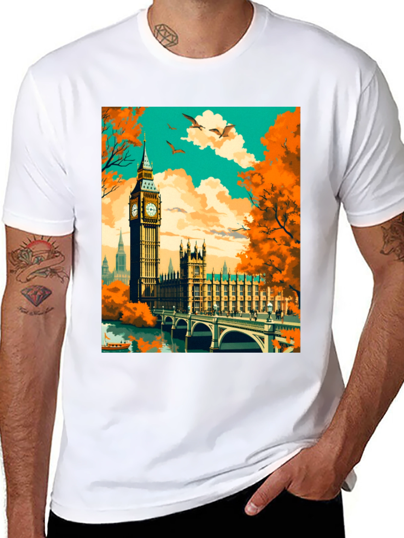 London Landmark Graphic Tee - Stylish Cityscape Shirt
