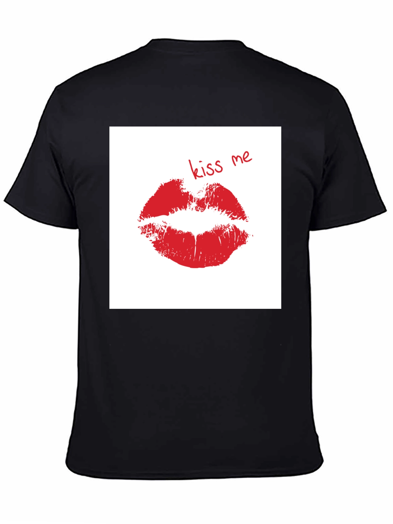 Kiss Me Lips Graphic Black T-Shirt