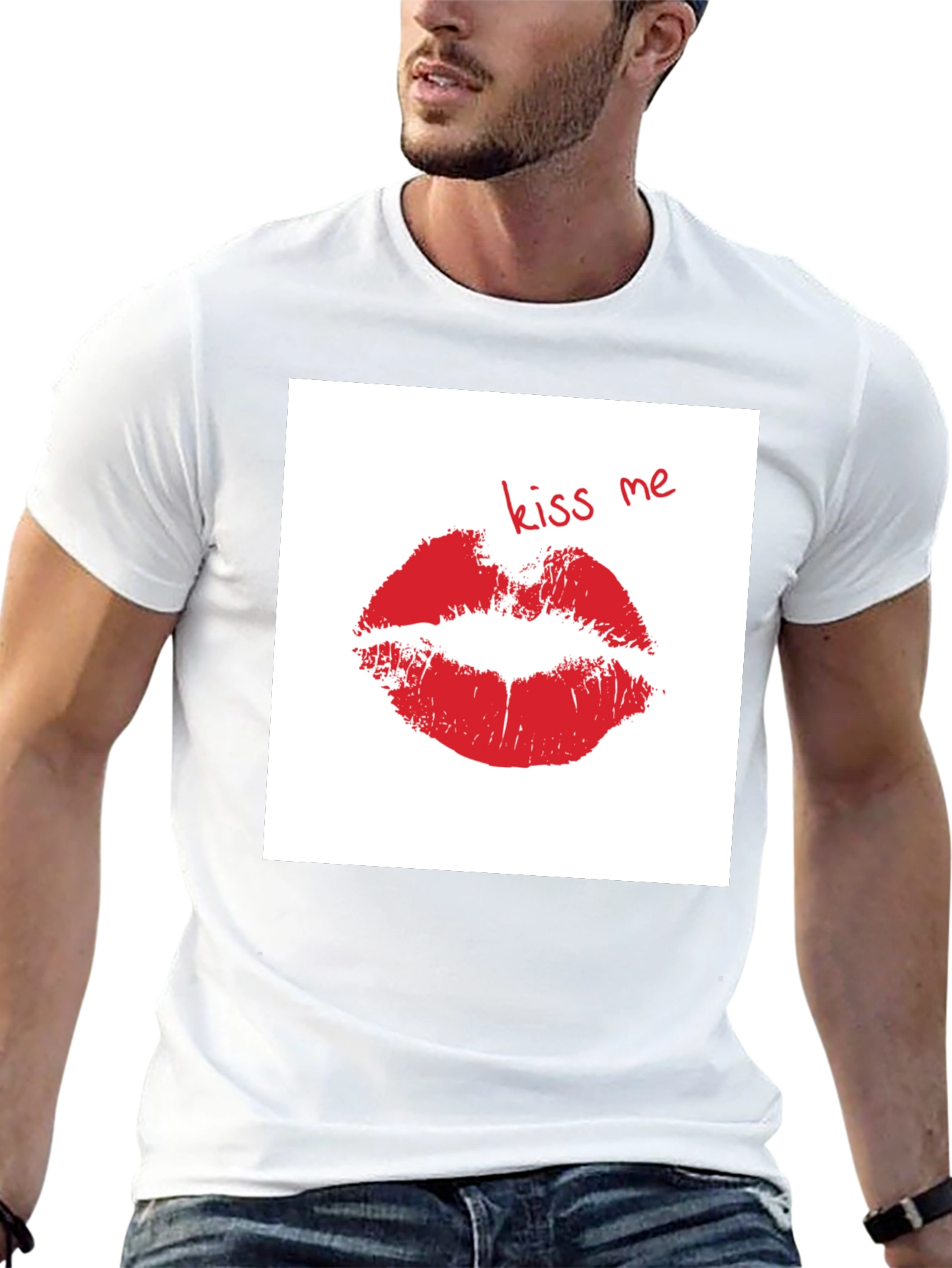 Kiss Me Lips Graphic Black T-Shirt
