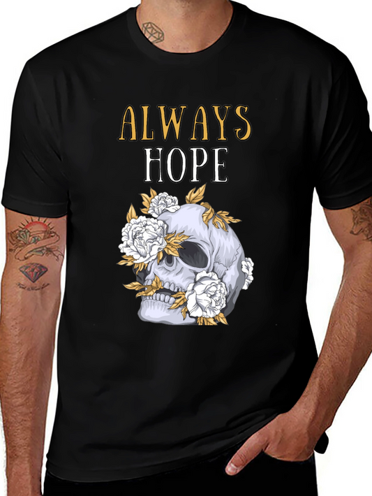 Always Hope Skull & Flowers Graphic Tee - Comfort Fit