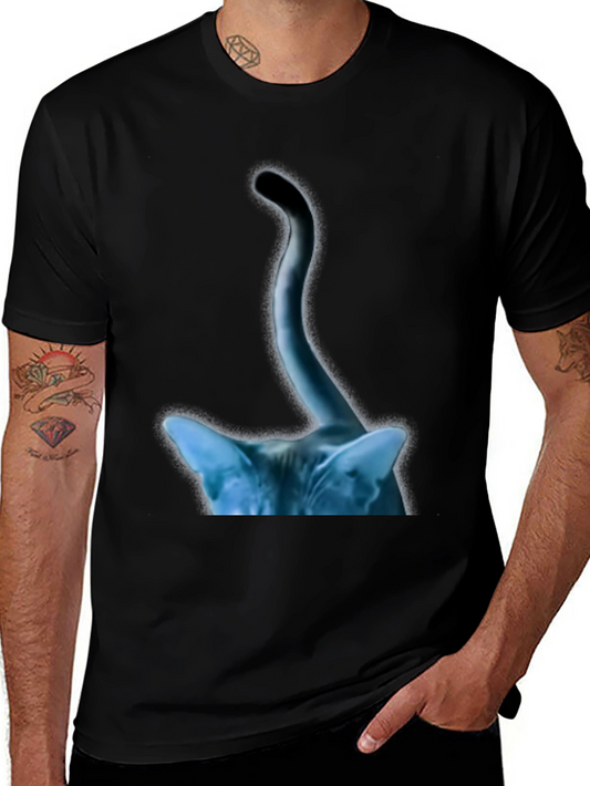 Abstract Cat Tail Graphic Tee - Black