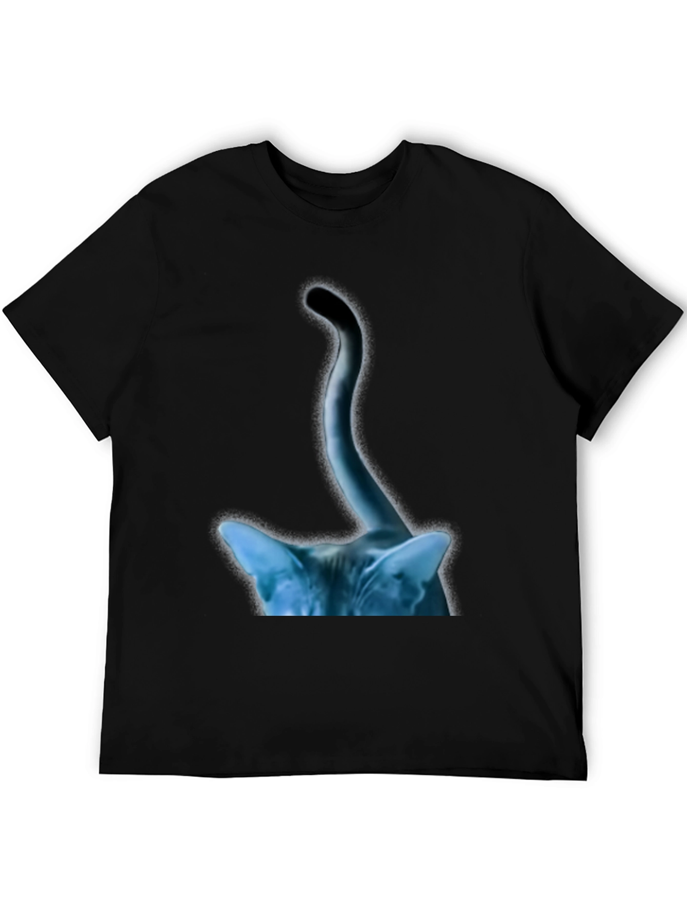 Abstract Cat Tail Graphic Tee - Black