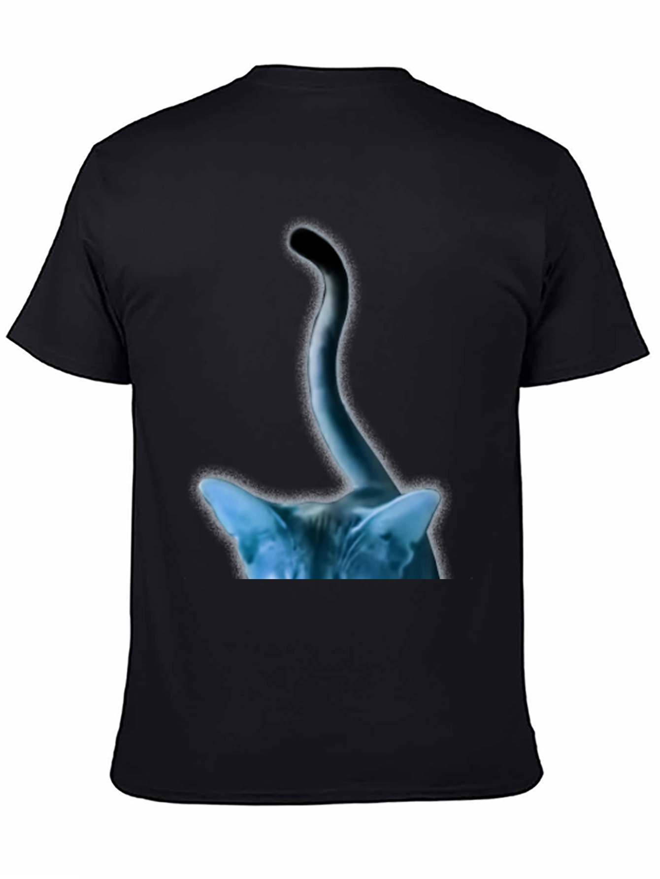 Abstract Cat Tail Graphic Tee - Black
