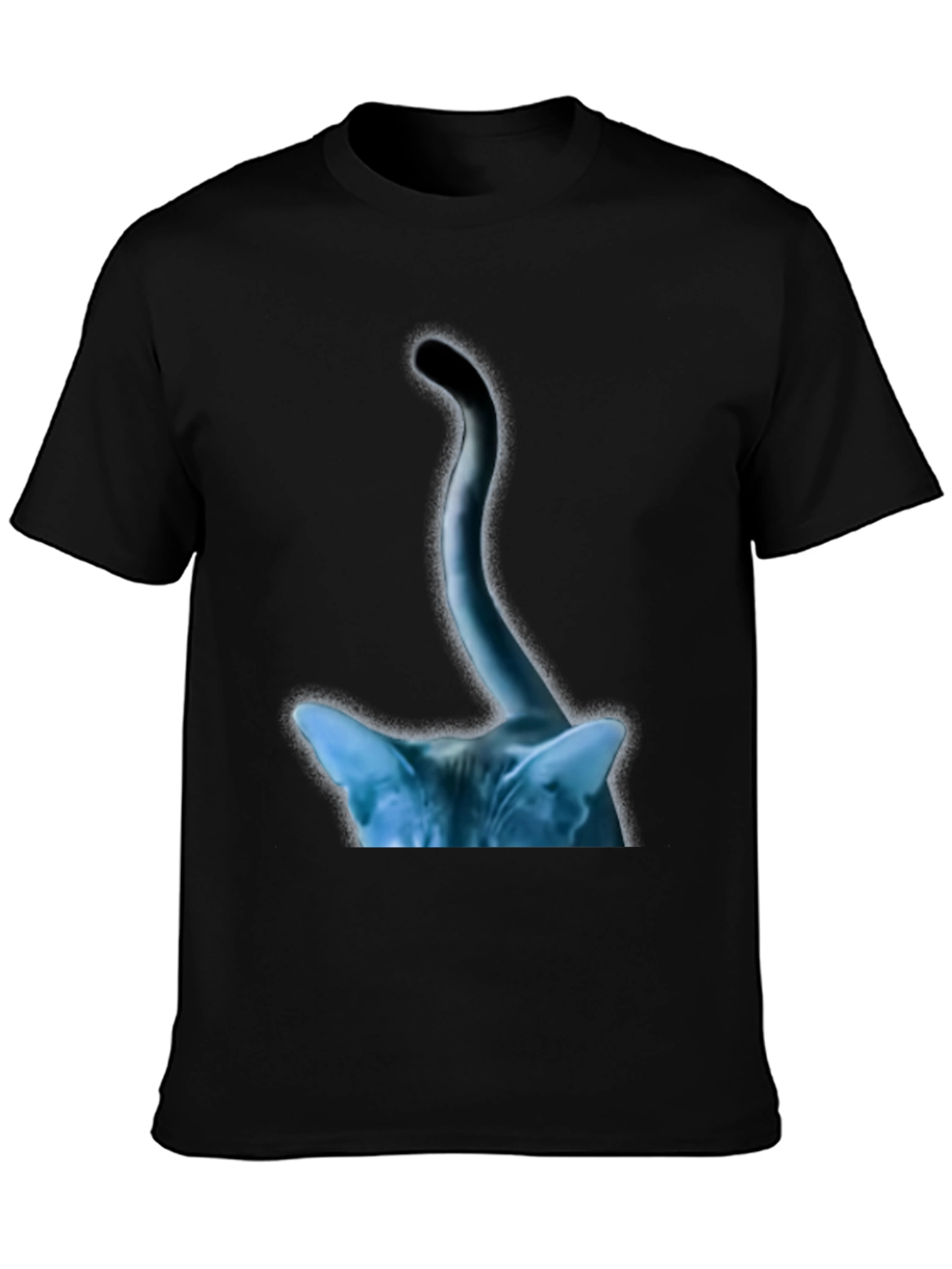 Abstract Cat Tail Graphic Tee - Black