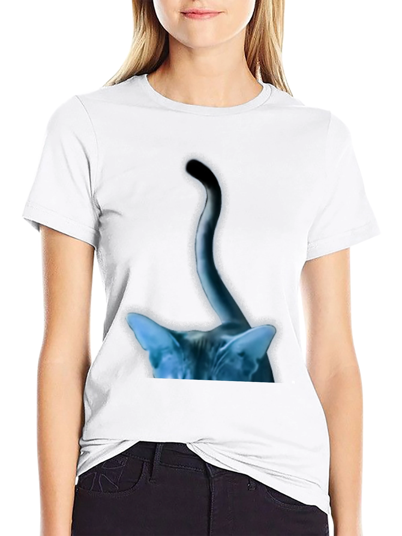Abstract Cat Tail Graphic Tee - Black
