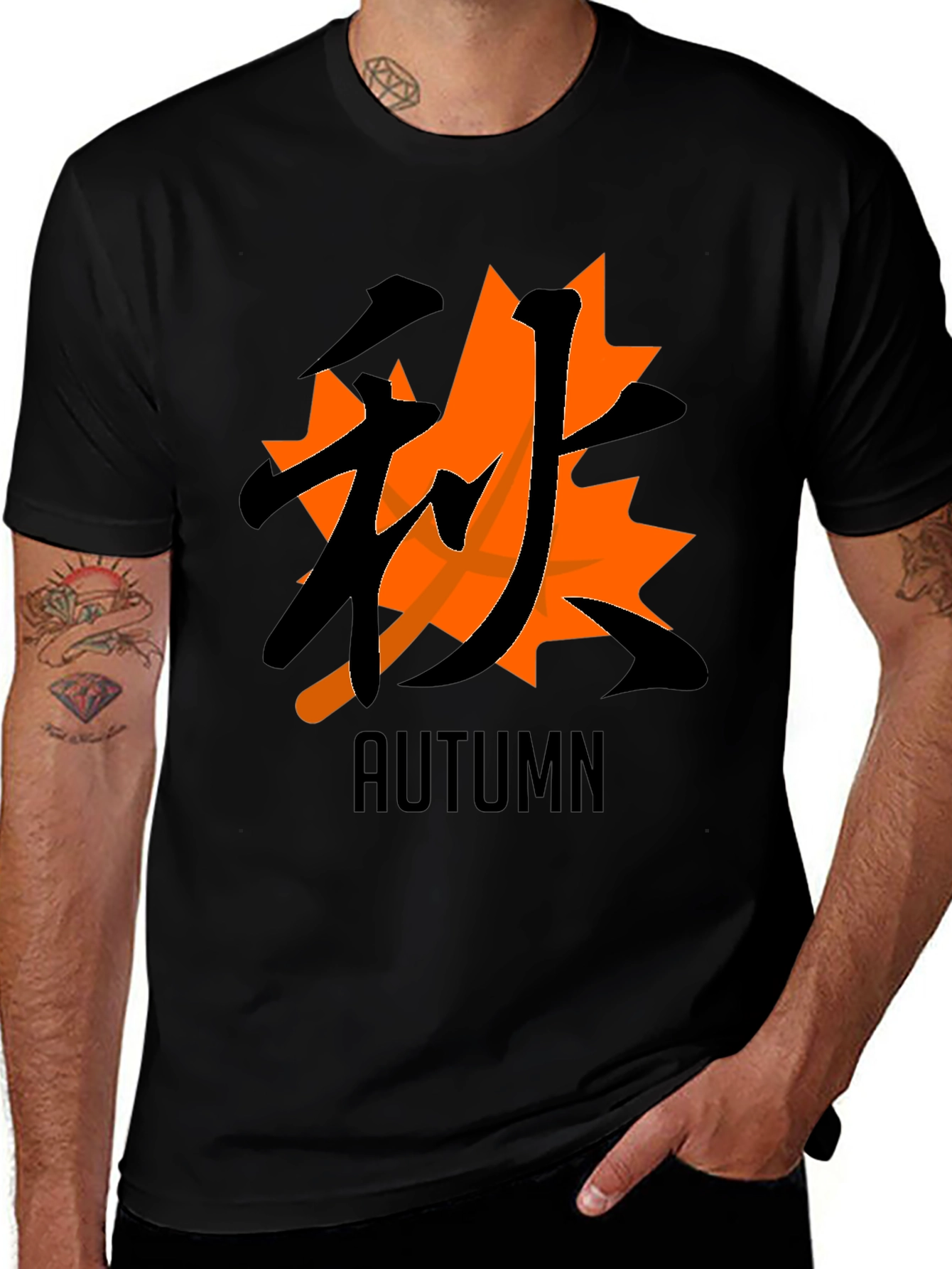 Autumn Kanji Graphic Tee - Black