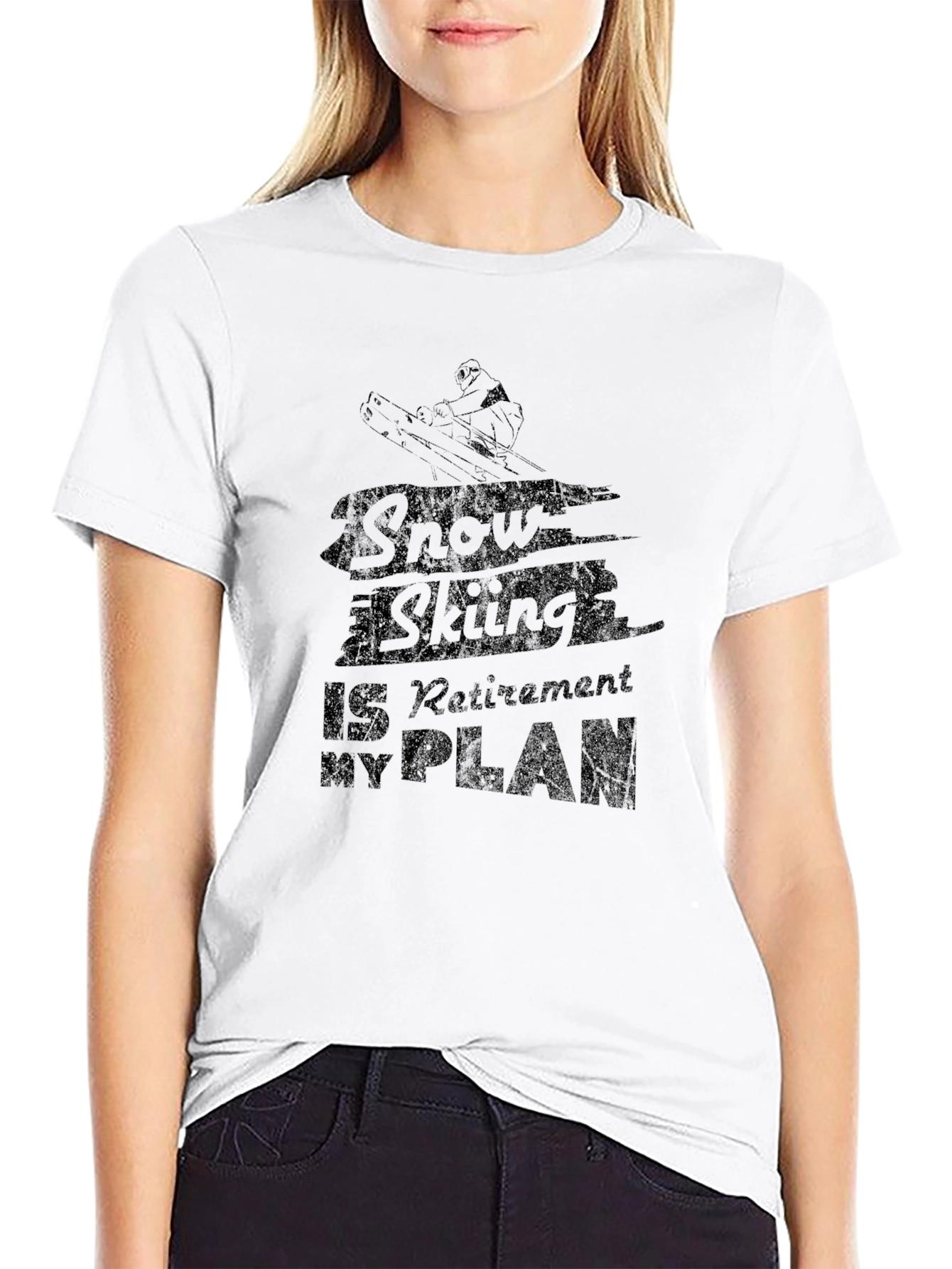 Snow Skiing Retirement Plan Black T-Shirt