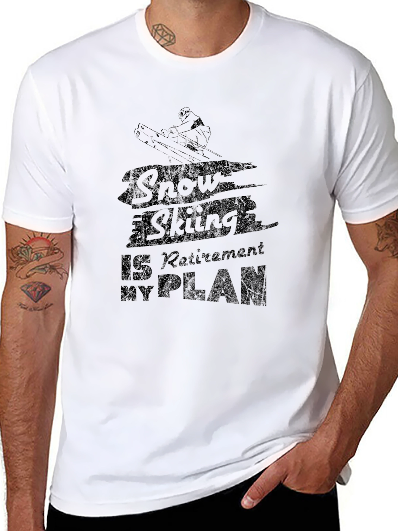Snow Skiing Retirement Plan Black T-Shirt