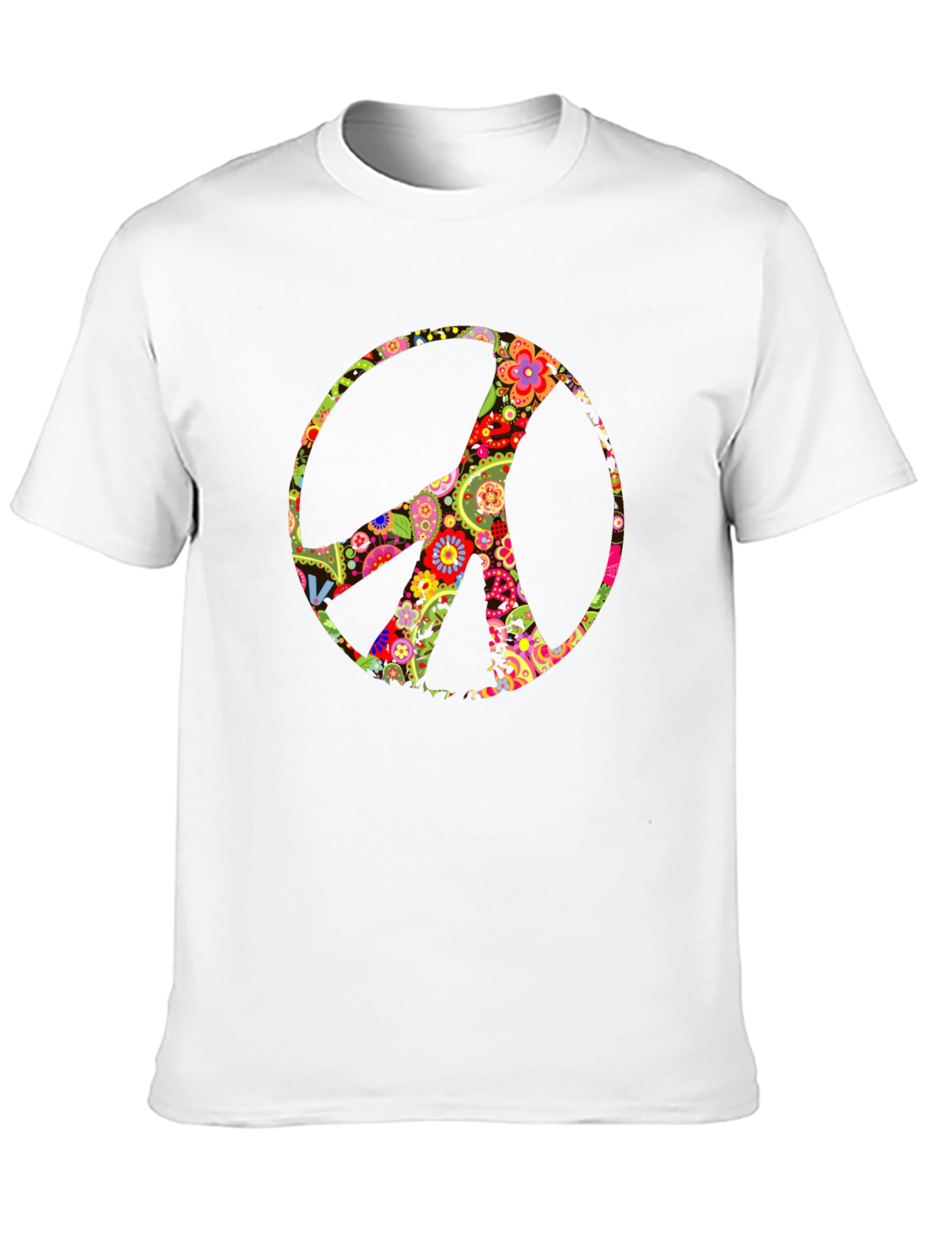 Floral Peace Sign Black T-Shirt