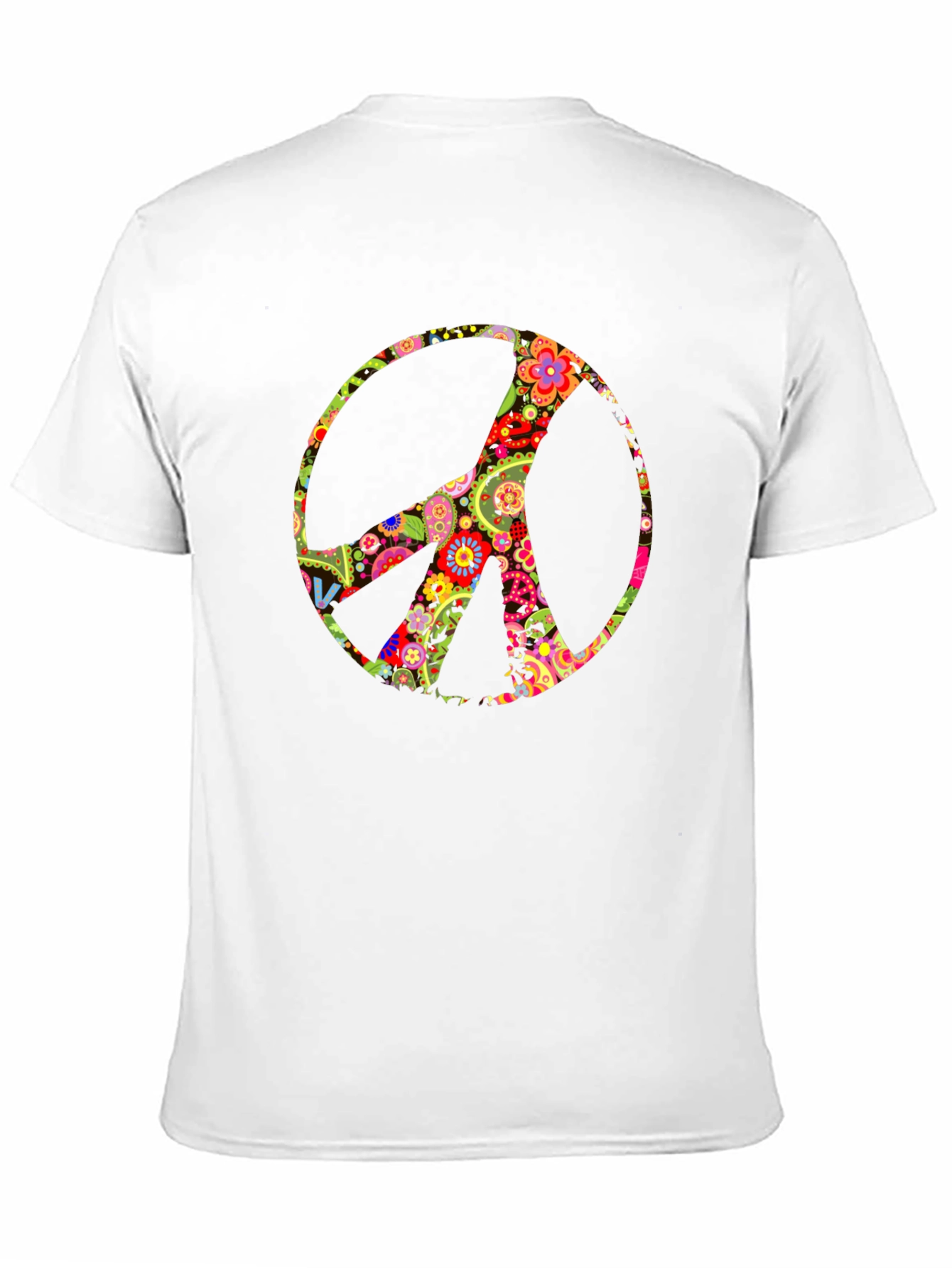 Floral Peace Sign Black T-Shirt