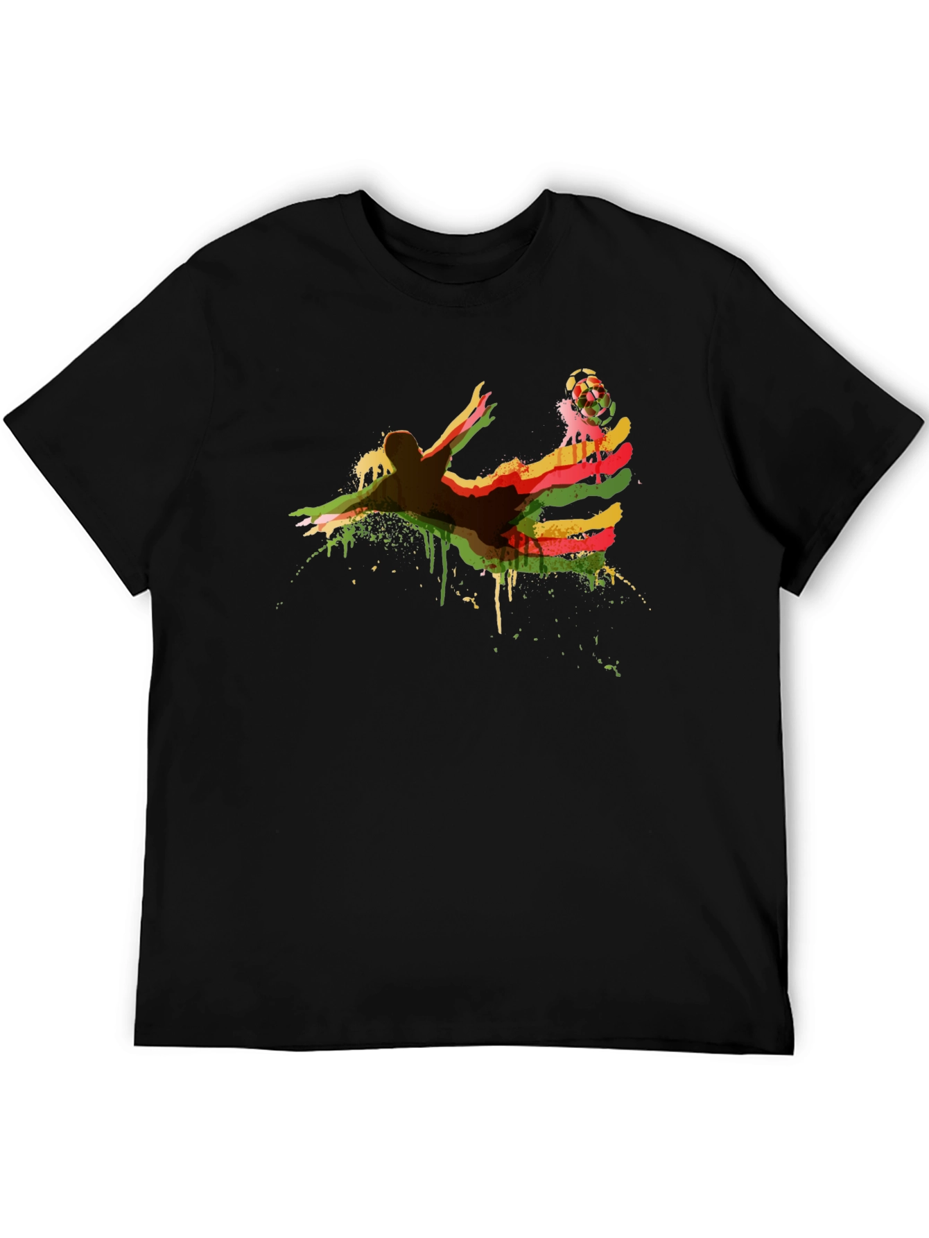 Soccer Kick Graphic Tee - Black Cotton Blend Shirt