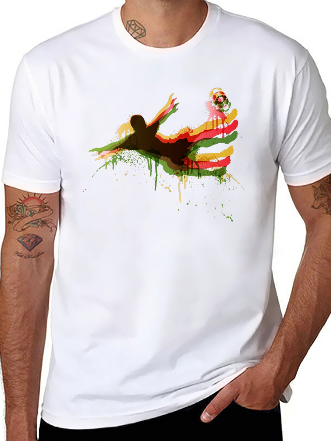 Soccer Kick Graphic Tee - Black Cotton Blend Shirt