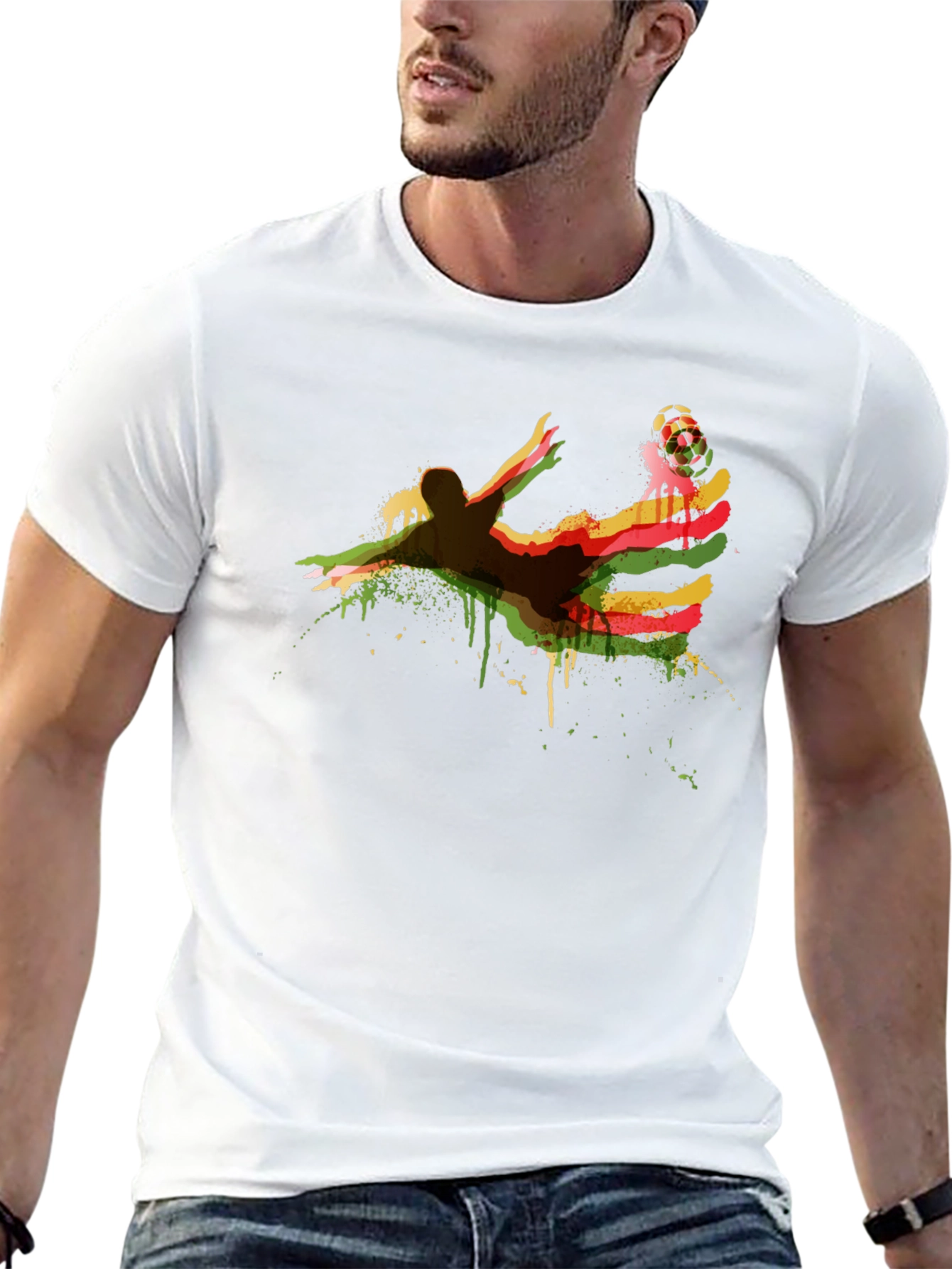 Soccer Kick Graphic Tee - Black Cotton Blend Shirt