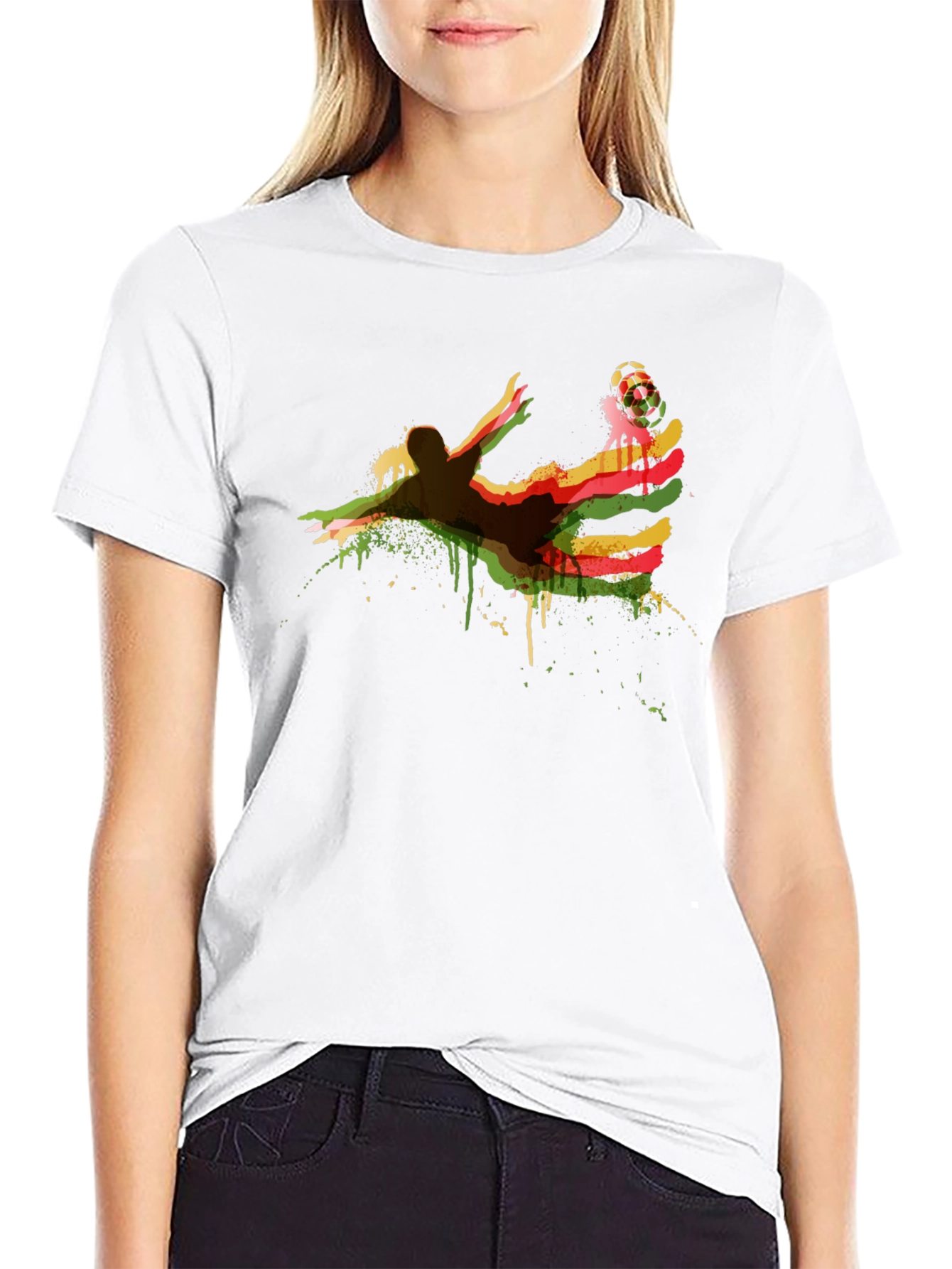 Soccer Kick Graphic Tee - Black Cotton Blend Shirt