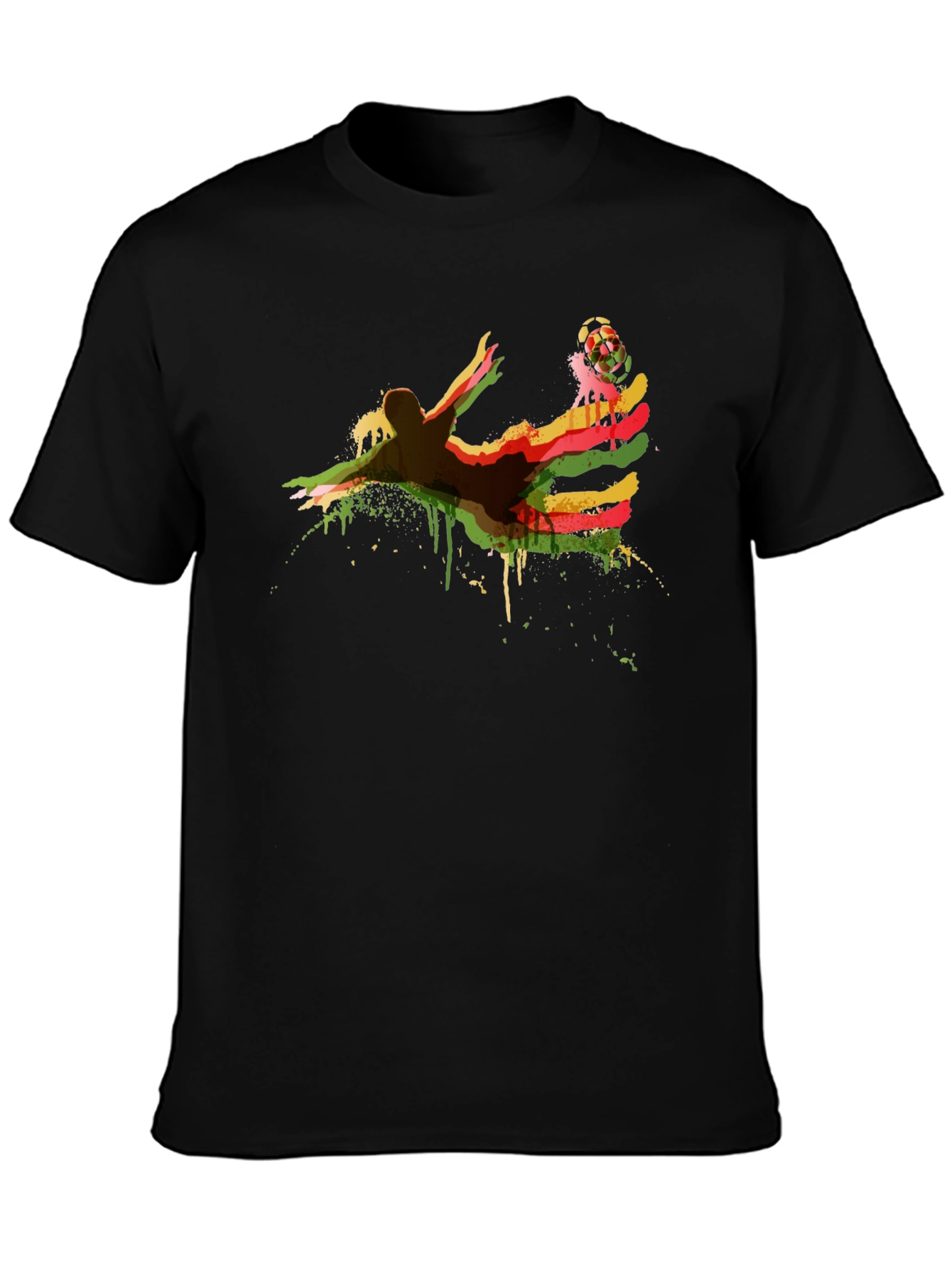 Soccer Kick Graphic Tee - Black Cotton Blend Shirt