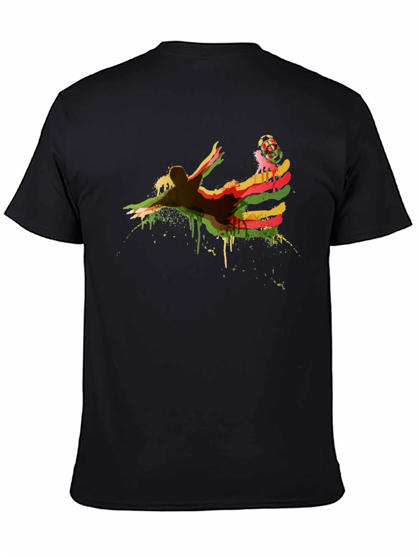 Soccer Kick Graphic Tee - Black Cotton Blend Shirt