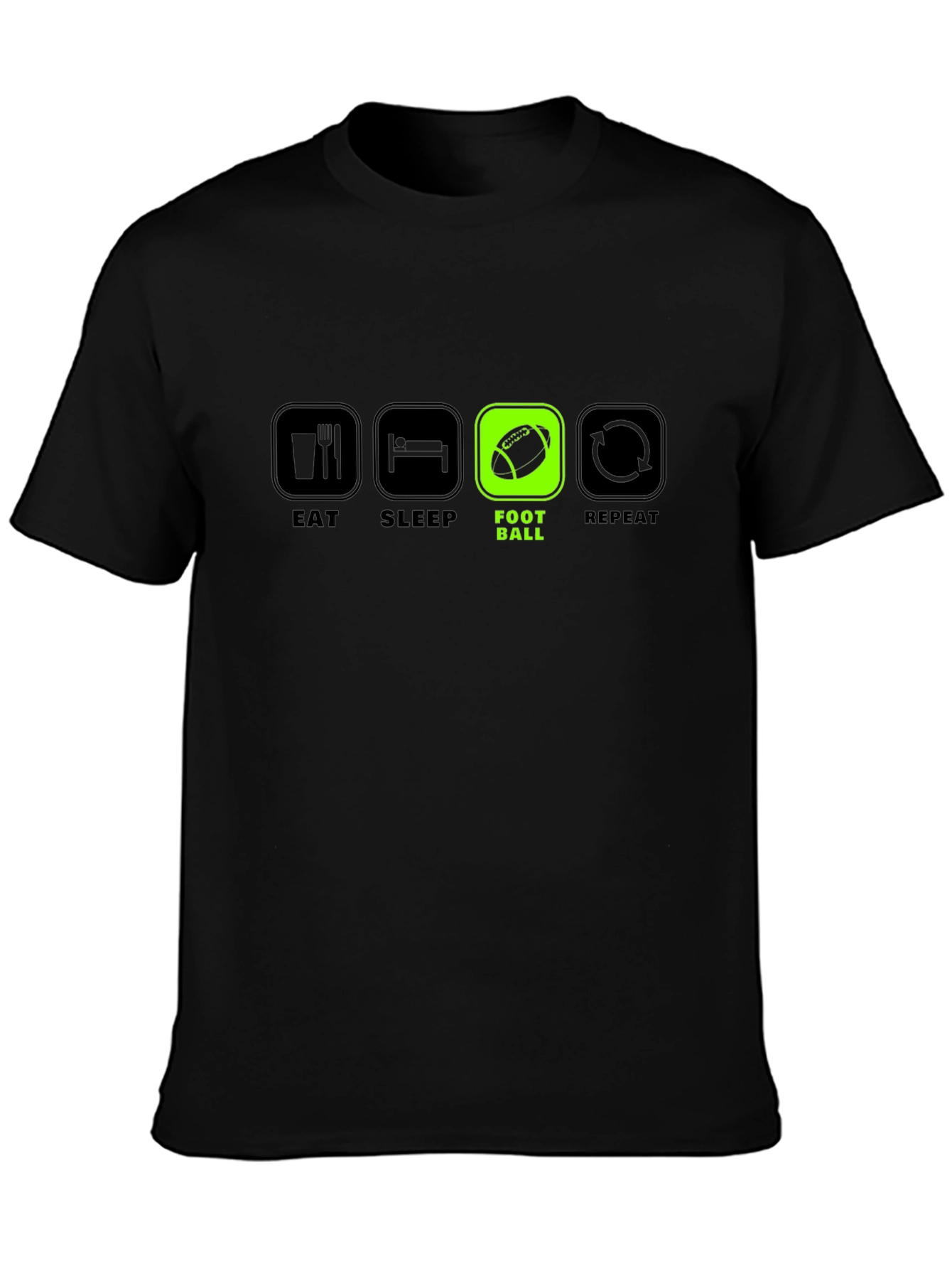 Eat Sleep Football Repeat Black T-Shirt