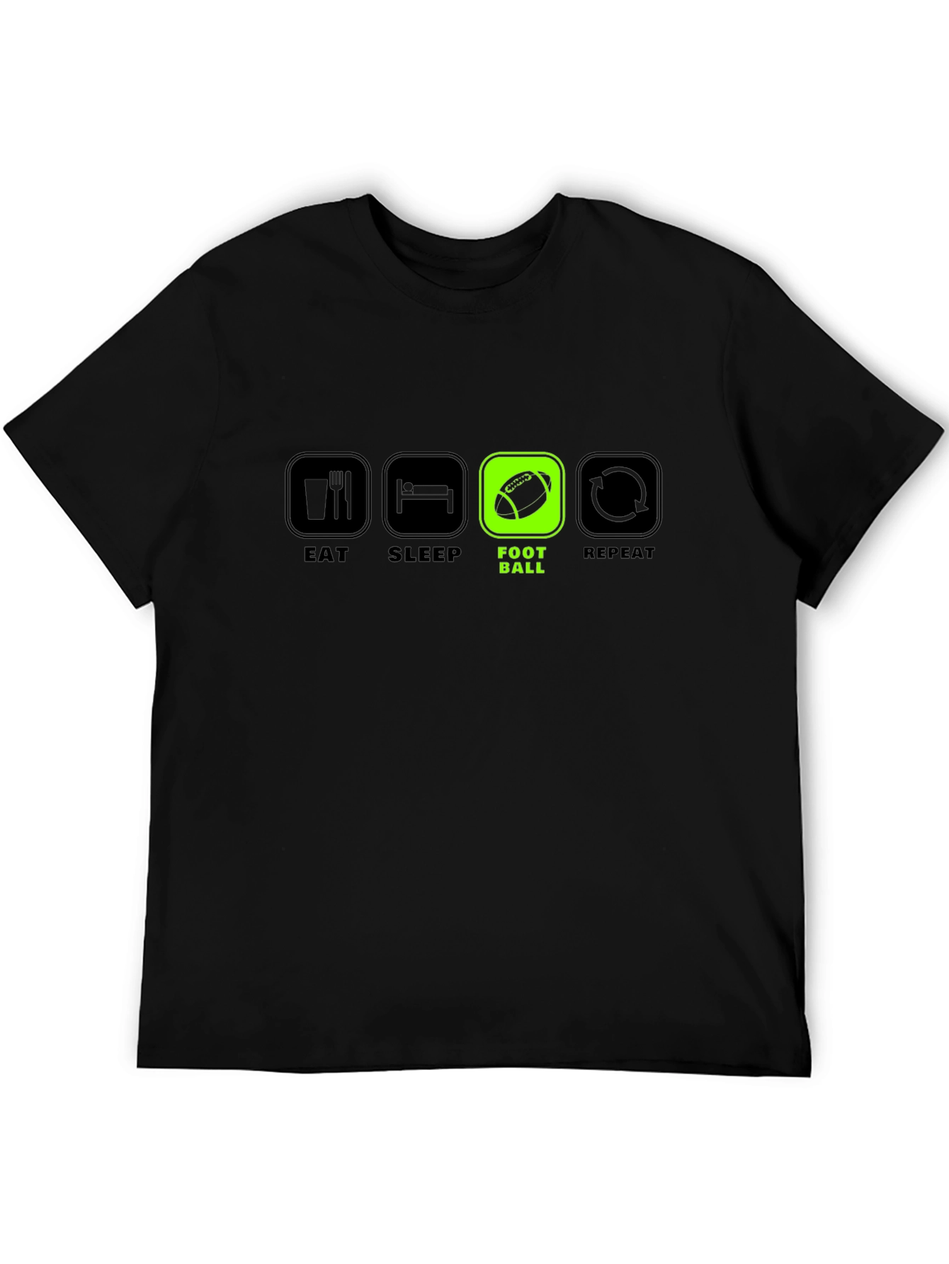 Eat Sleep Football Repeat Black T-Shirt