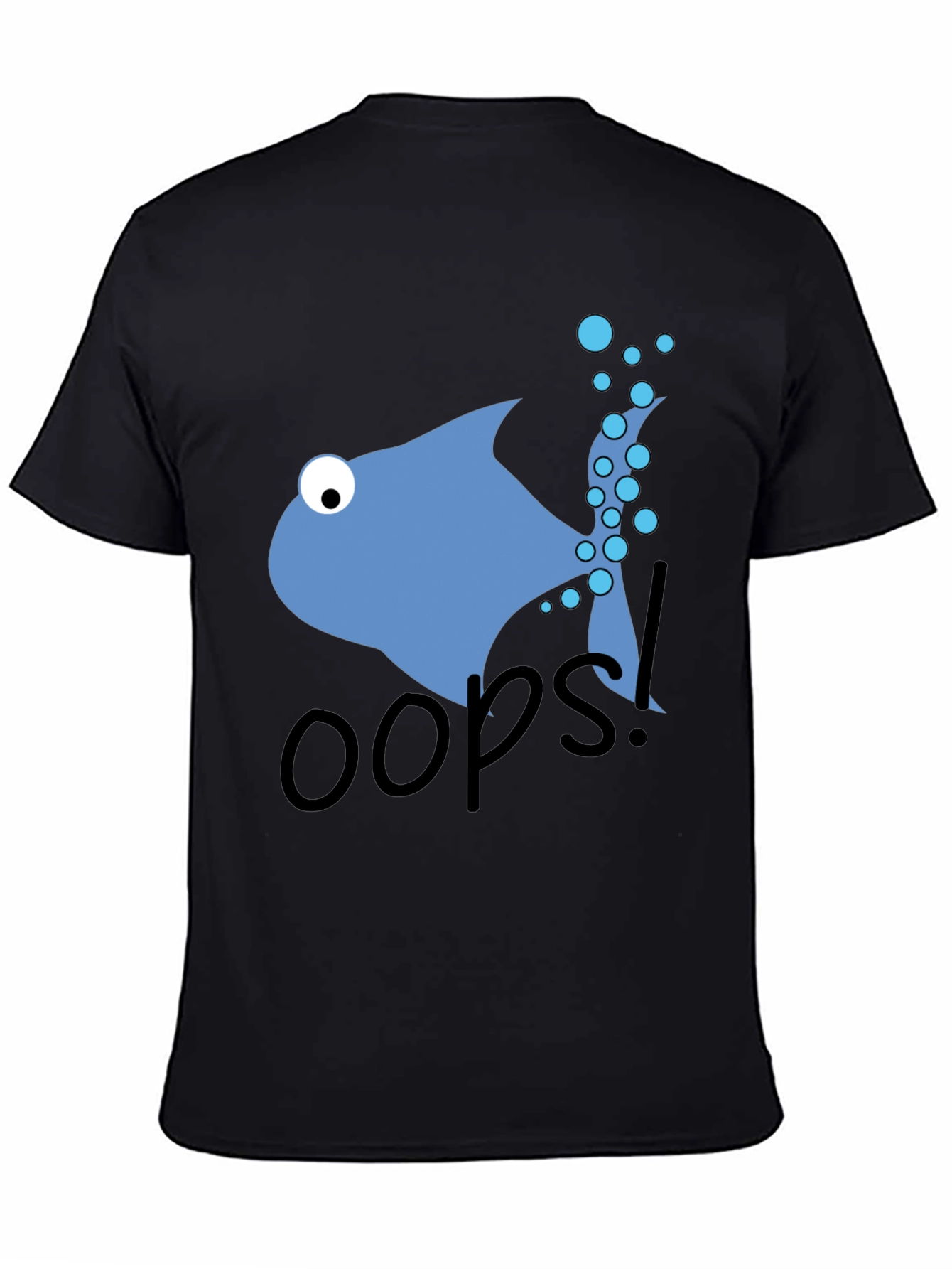 Oops Fish Graphic Tee - Casual Black T-Shirt