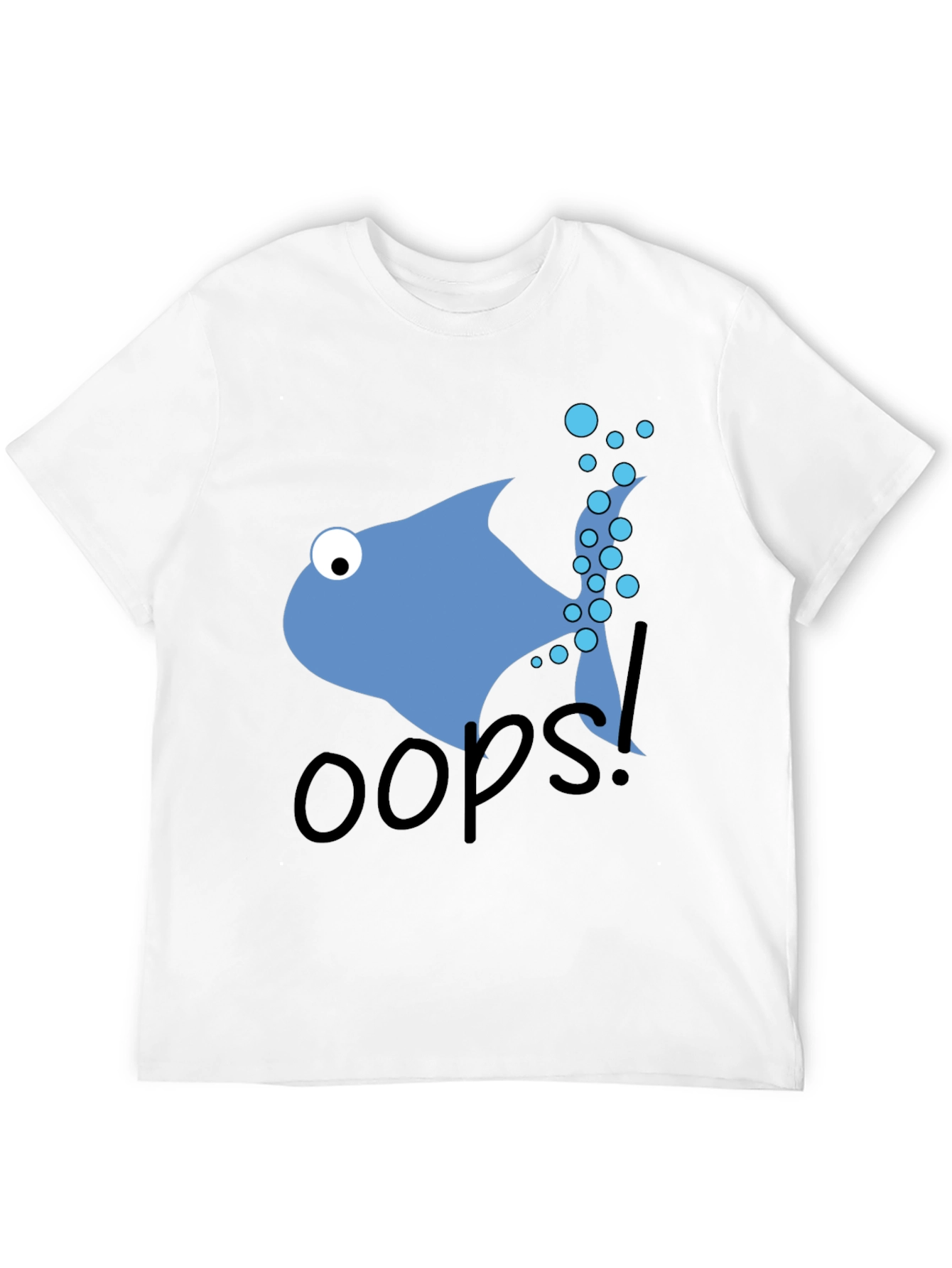 Oops Fish Graphic Tee - Casual Black T-Shirt