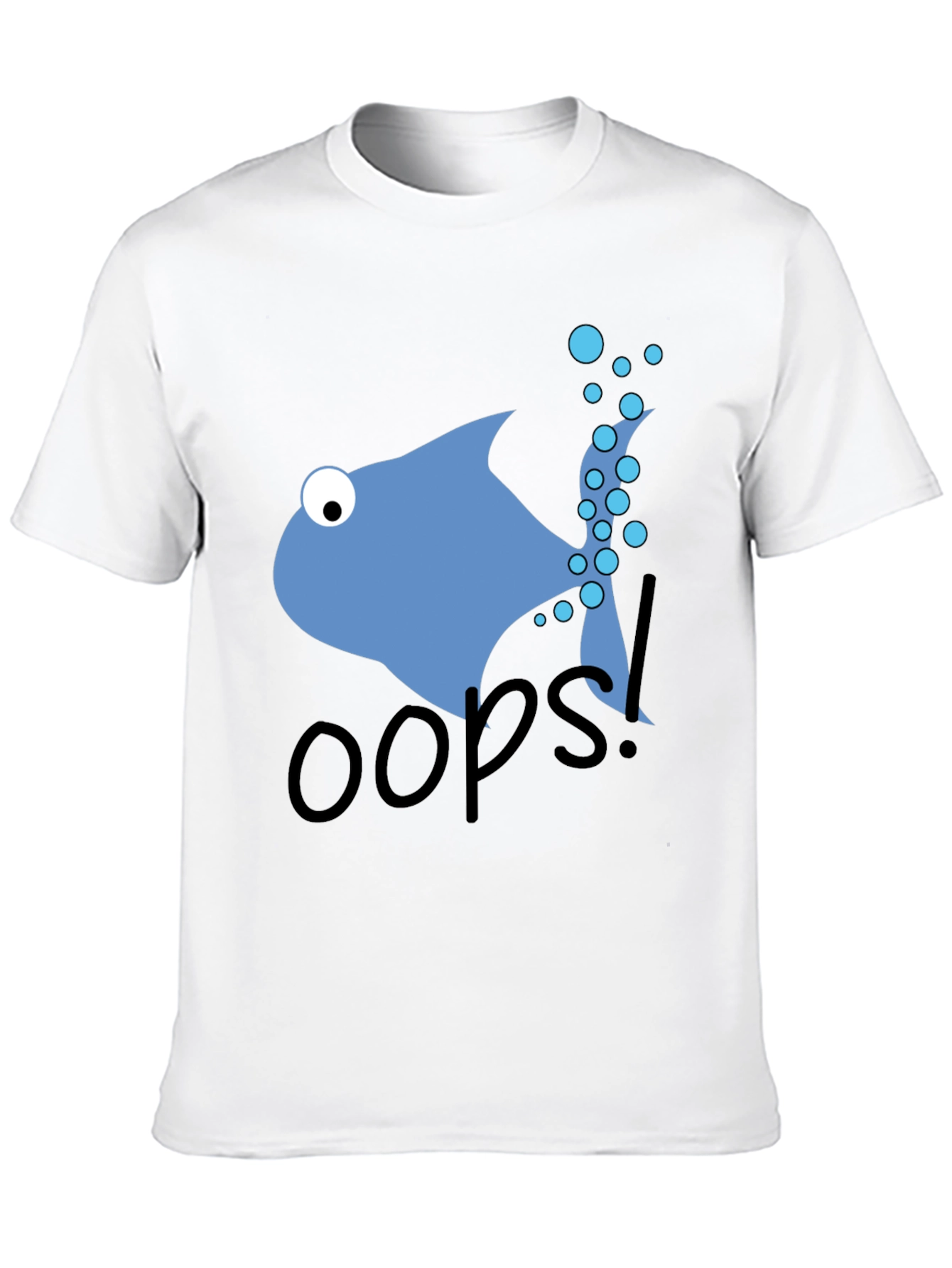 Oops Fish Graphic Tee - Casual Black T-Shirt