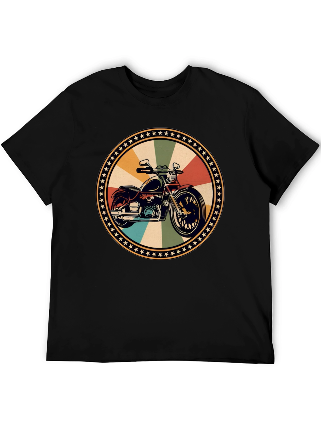 Retro Motorcycle Graphic Black T-Shirt