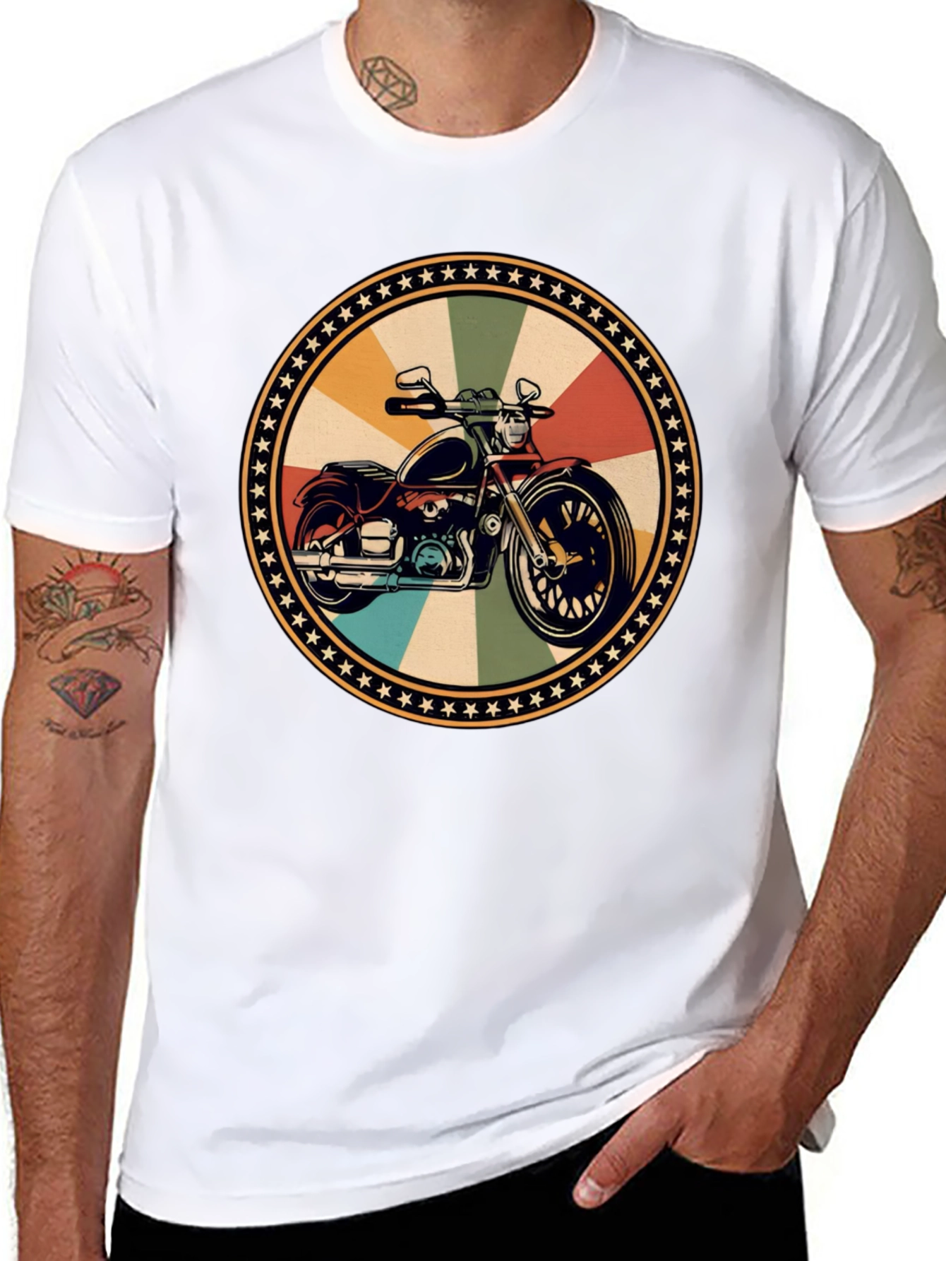 Retro Motorcycle Graphic Black T-Shirt