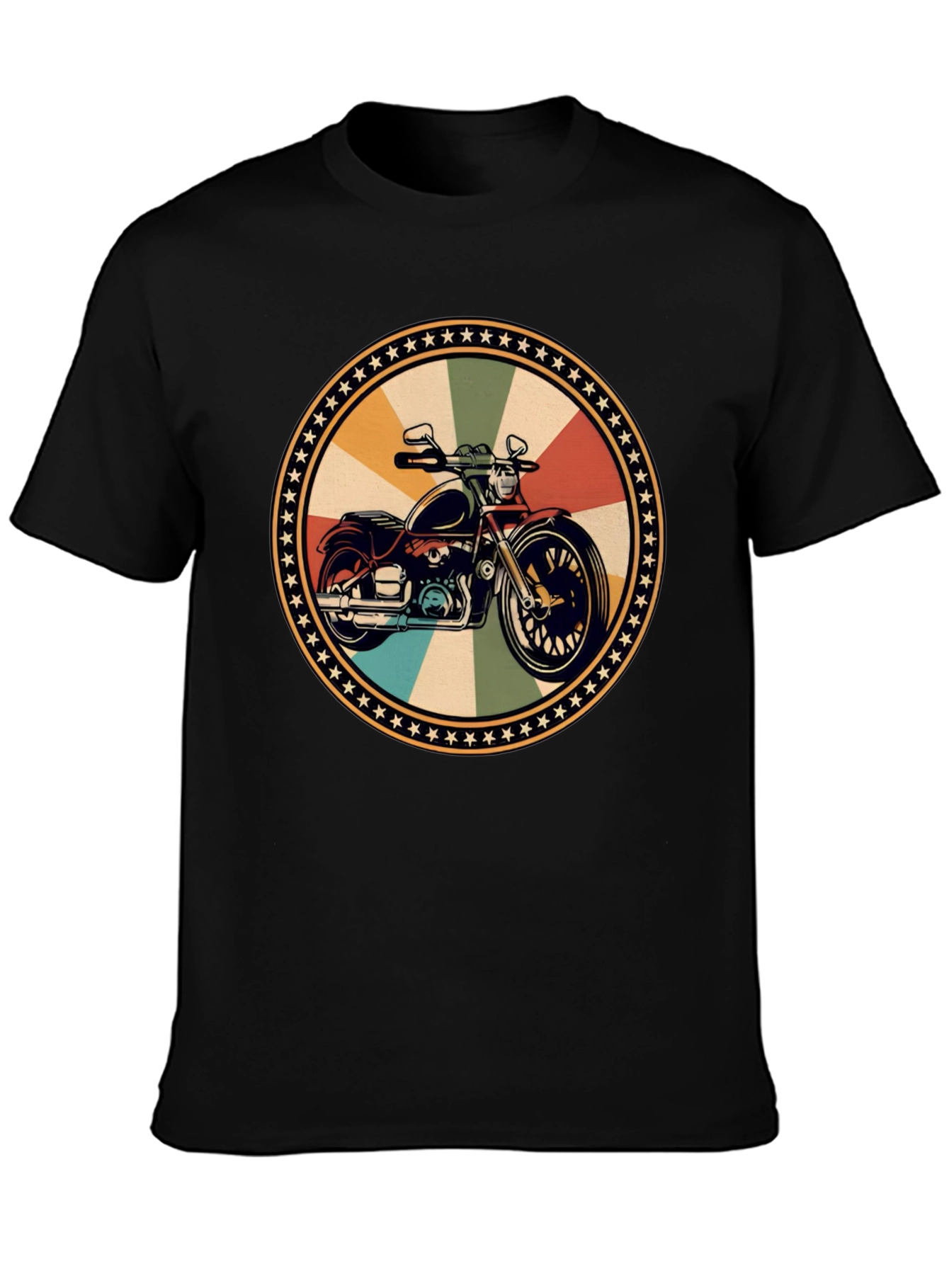 Retro Motorcycle Graphic Black T-Shirt