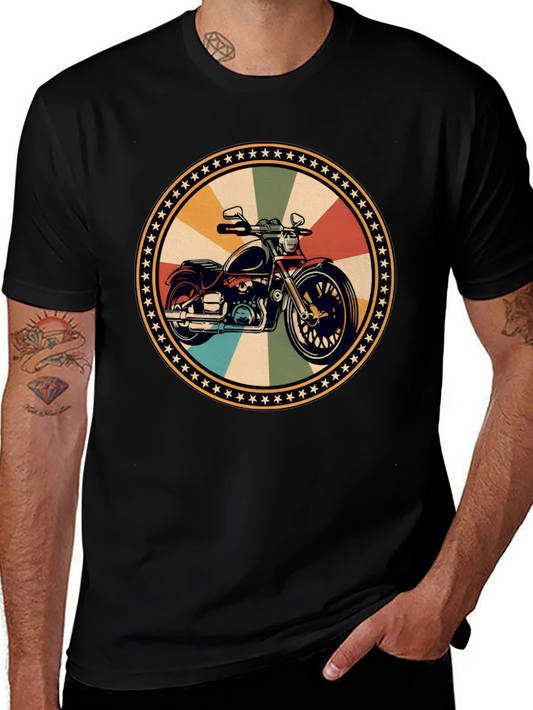 Retro Motorcycle Graphic Black T-Shirt