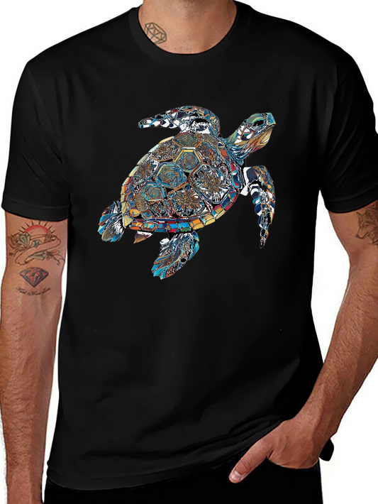 Turtle Graphic Print T-Shirt - Stylish Crew Neck Tee