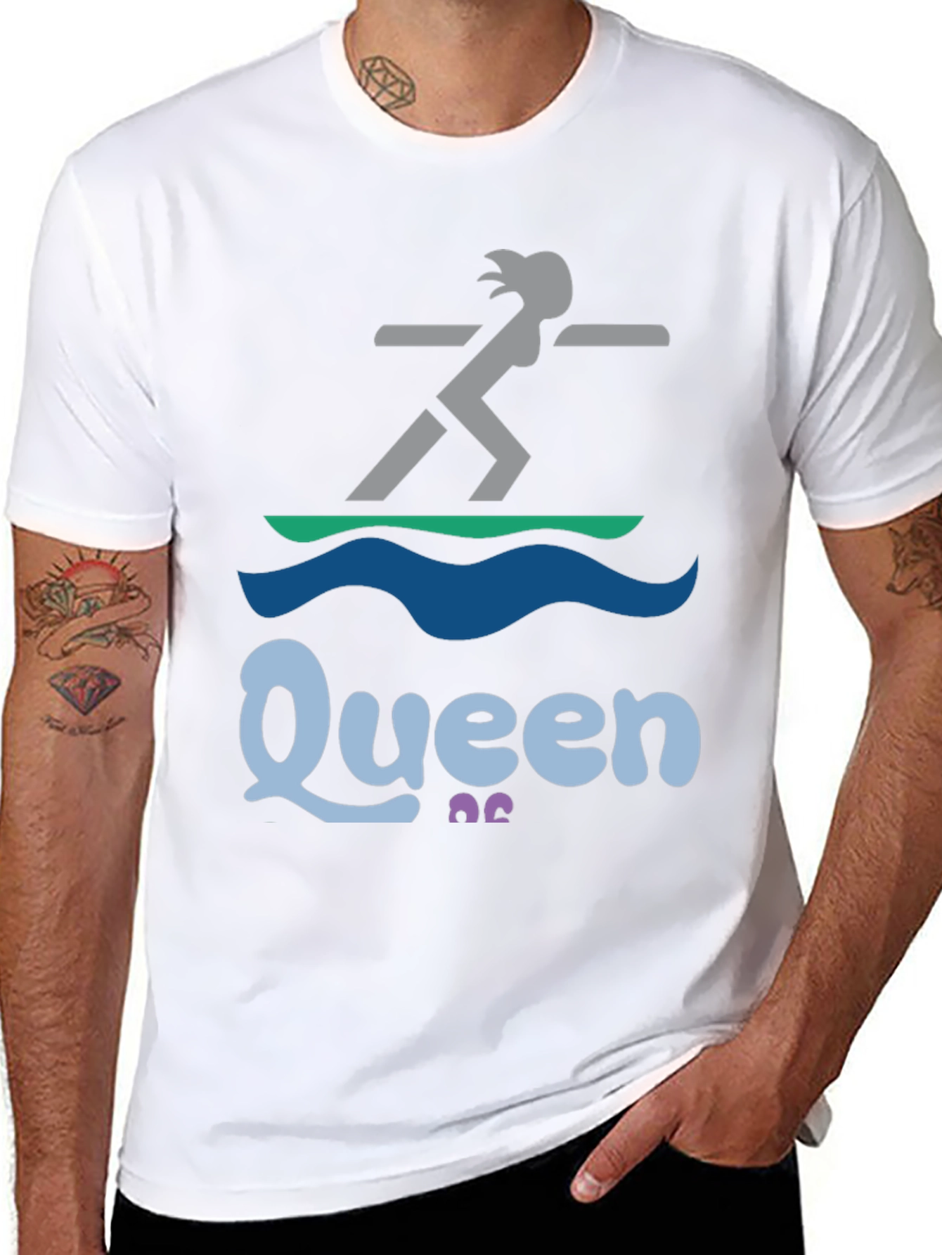 Queen Paddleboarder T-Shirt - Black Graphic Tee