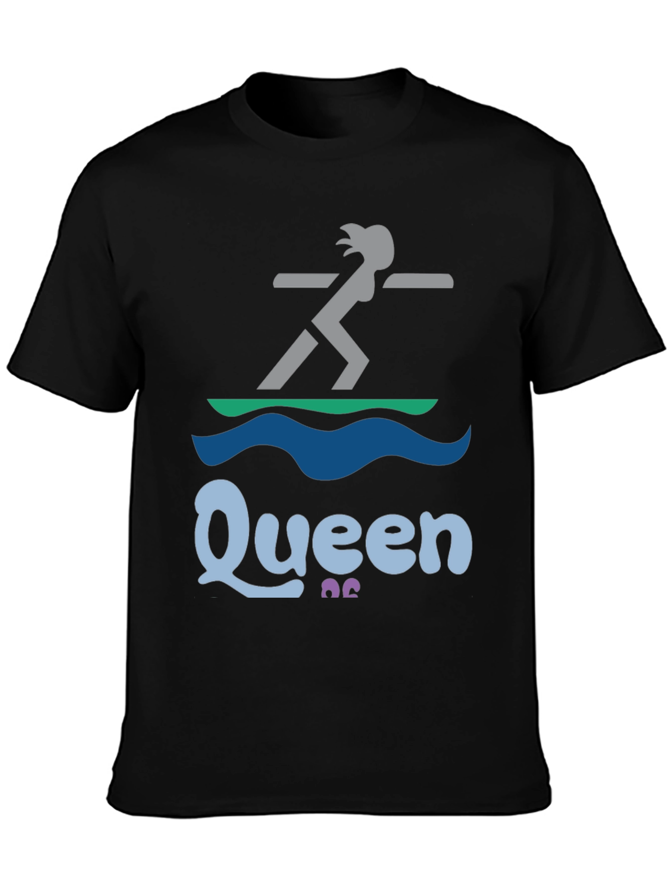Queen Paddleboarder T-Shirt - Black Graphic Tee