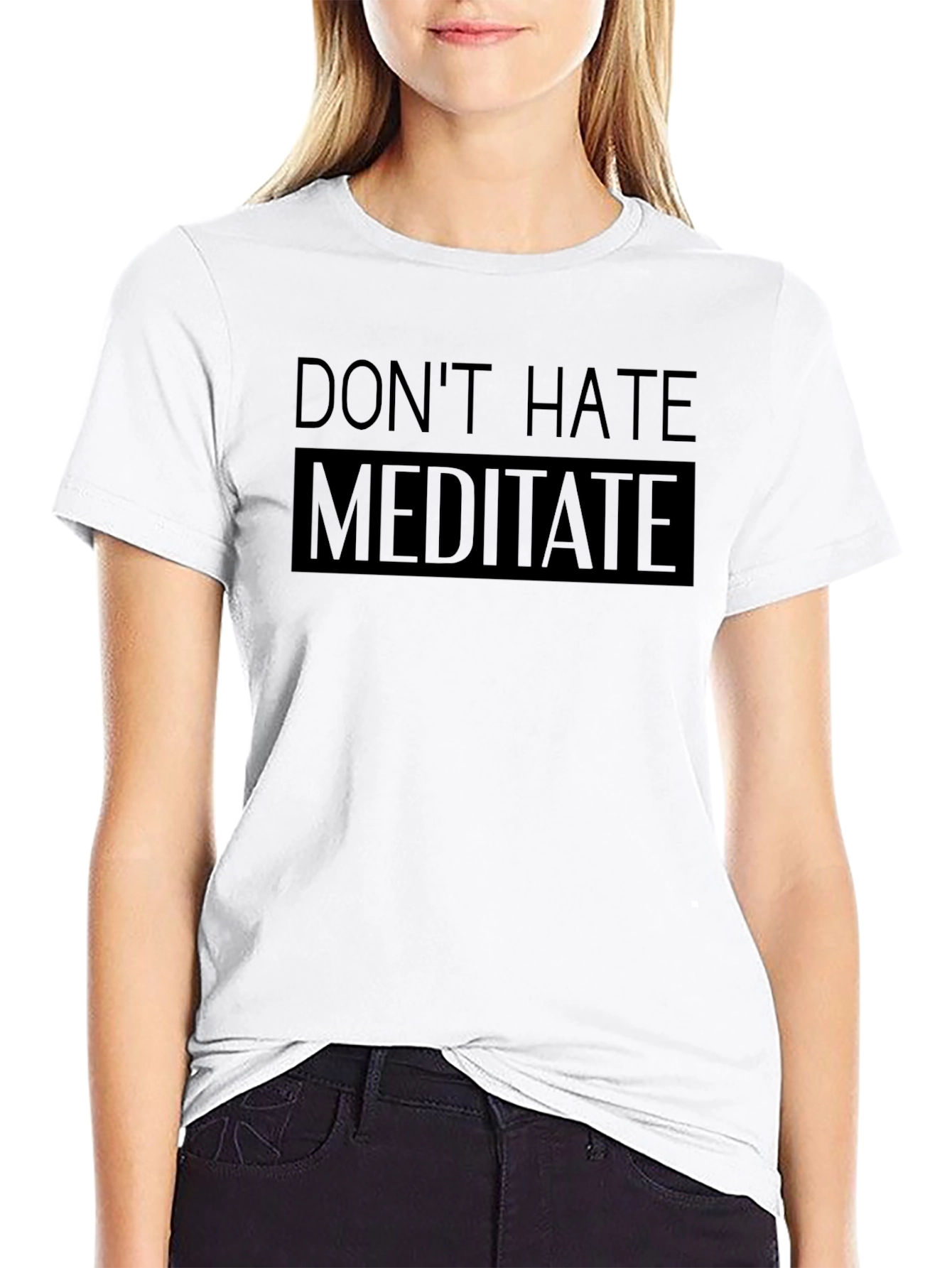 Dont Hate Meditate Black Graphic T-Shirt