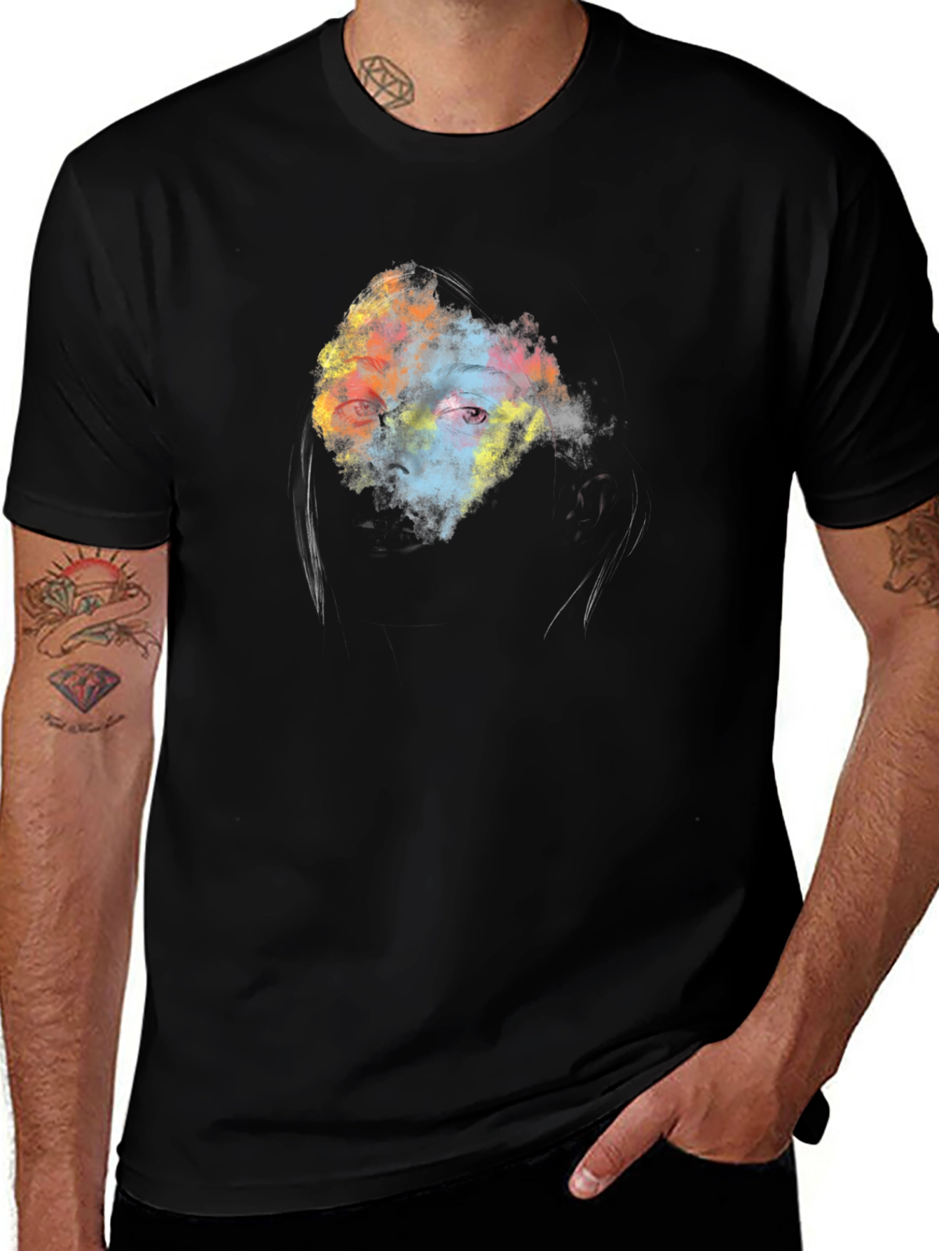 Abstract Eye Graphic Black T-Shirt