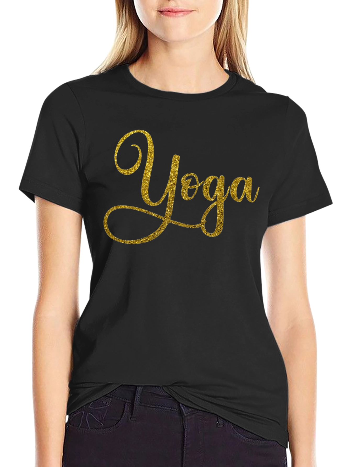 Yoga Sparkle Graphic Black T-Shirt