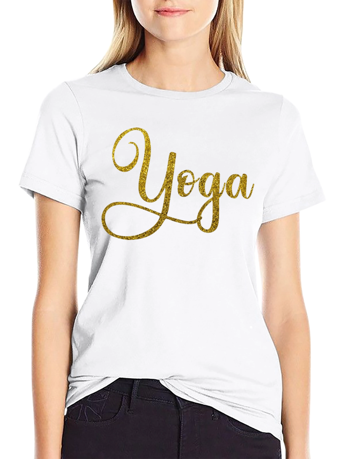 Yoga Sparkle Graphic Black T-Shirt