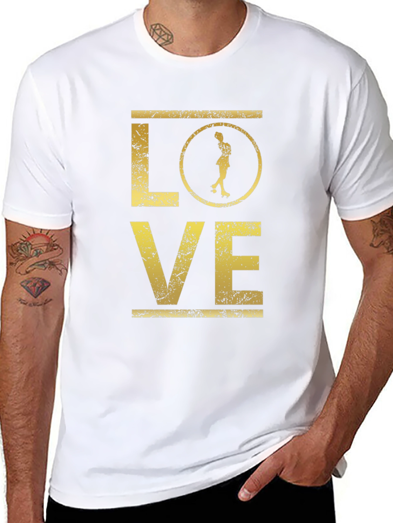 Love Roller Derby T-Shirt - Distressed Gold Print