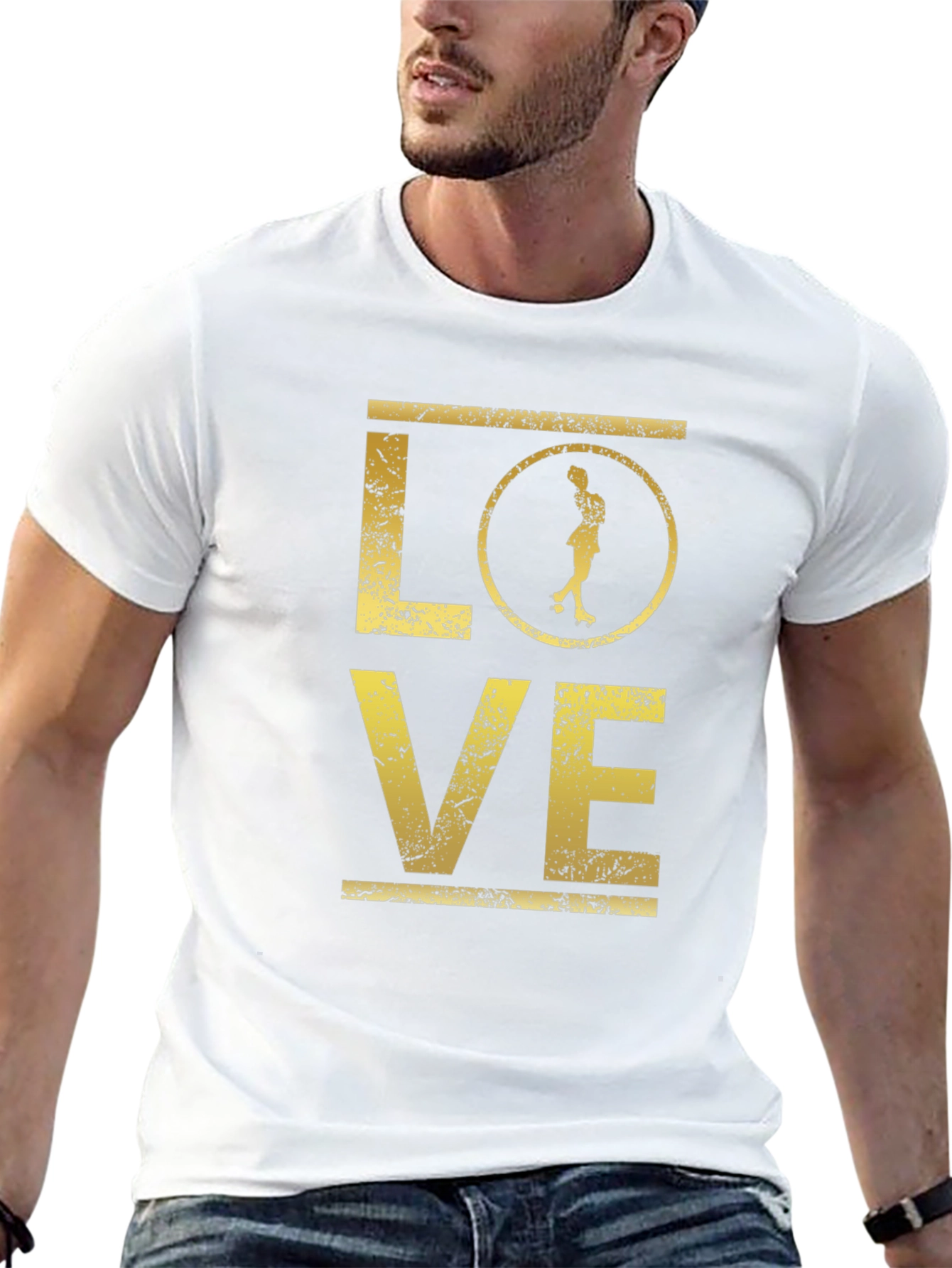 Love Roller Derby T-Shirt - Distressed Gold Print