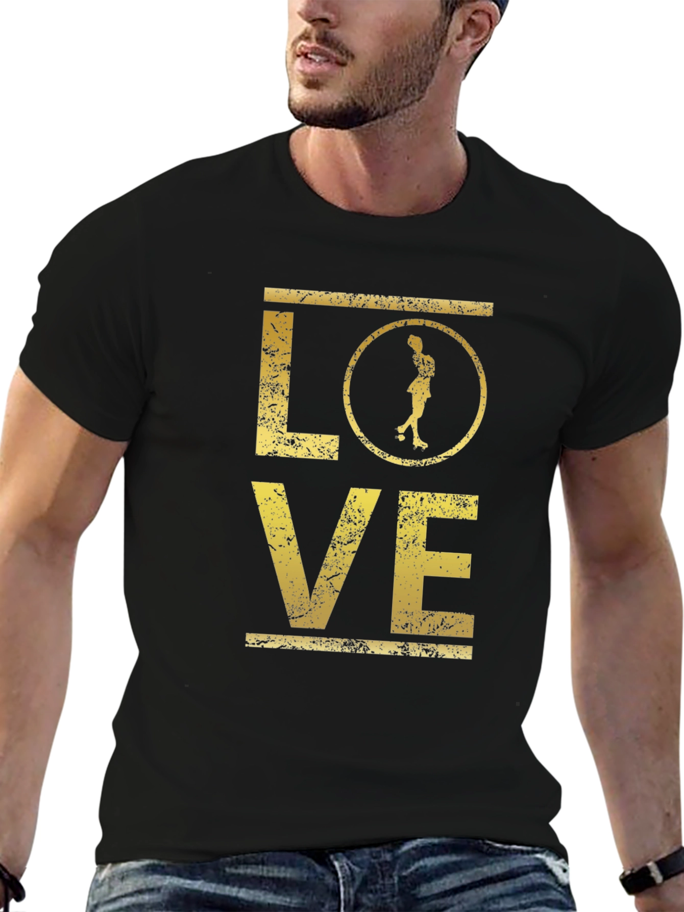 Love Roller Derby T-Shirt - Distressed Gold Print