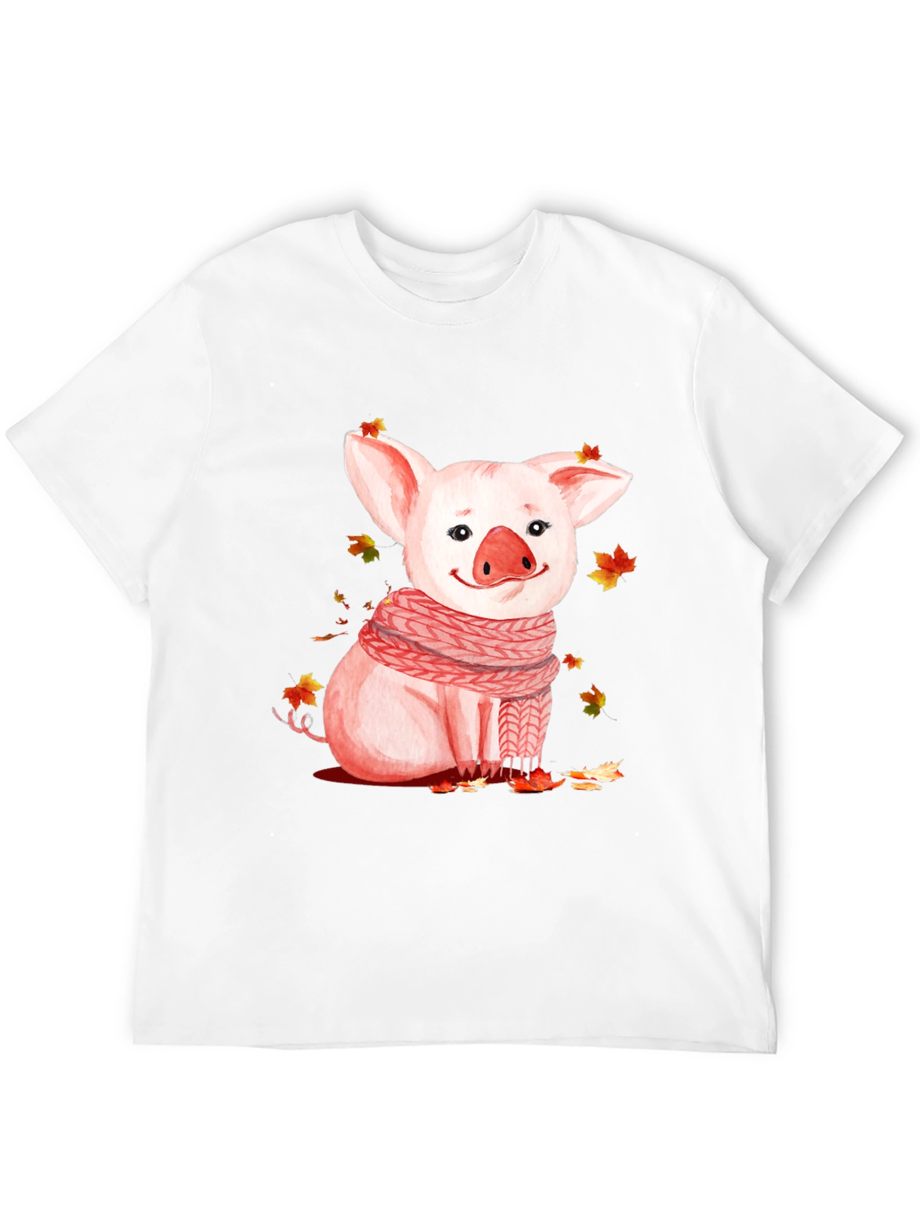 Pig with Scarf Graphic T-Shirt - Autumn Ready
