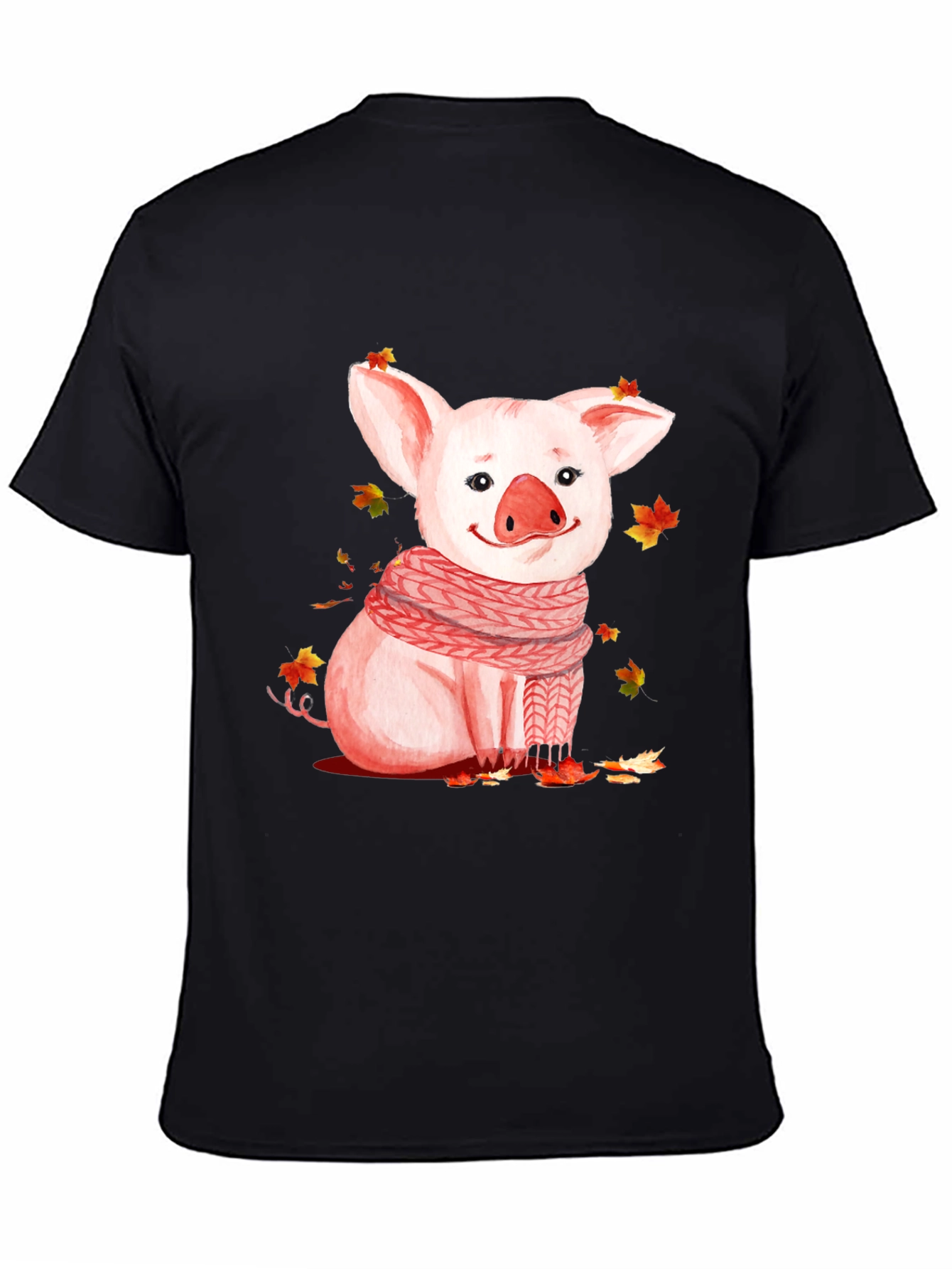 Pig with Scarf Graphic T-Shirt - Autumn Ready
