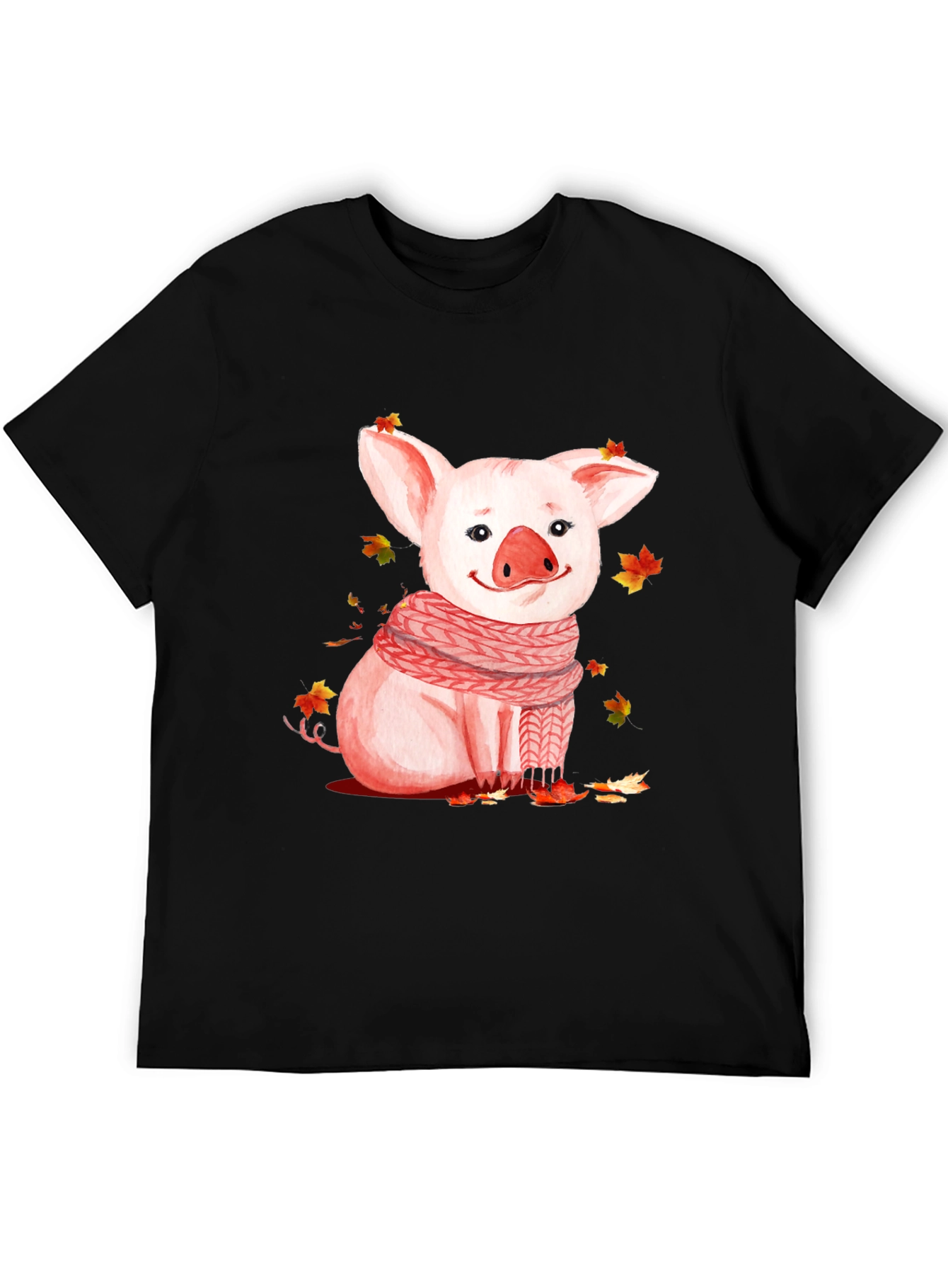 Pig with Scarf Graphic T-Shirt - Autumn Ready