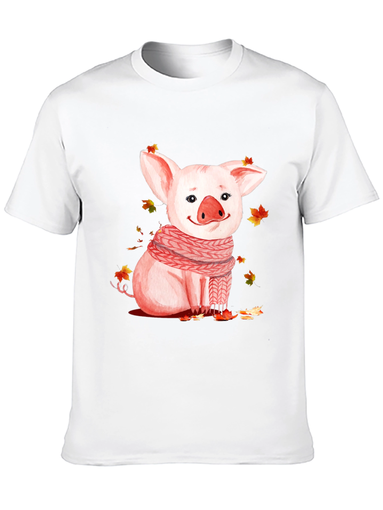 Pig with Scarf Graphic T-Shirt - Autumn Ready